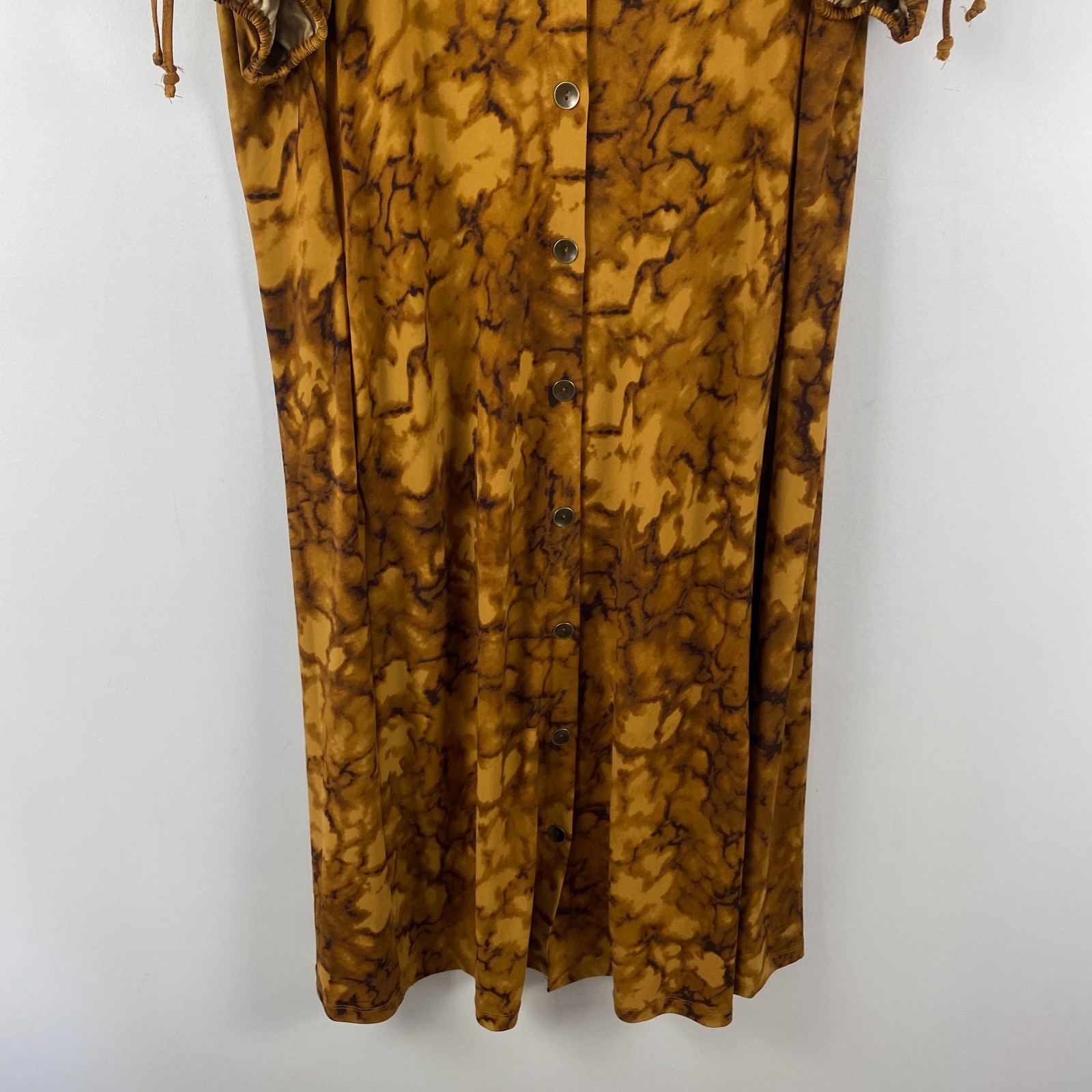 Susan Graver Regular Liquid Knit Elbow Sleeve Midi Dress Size 2X Brown Multi