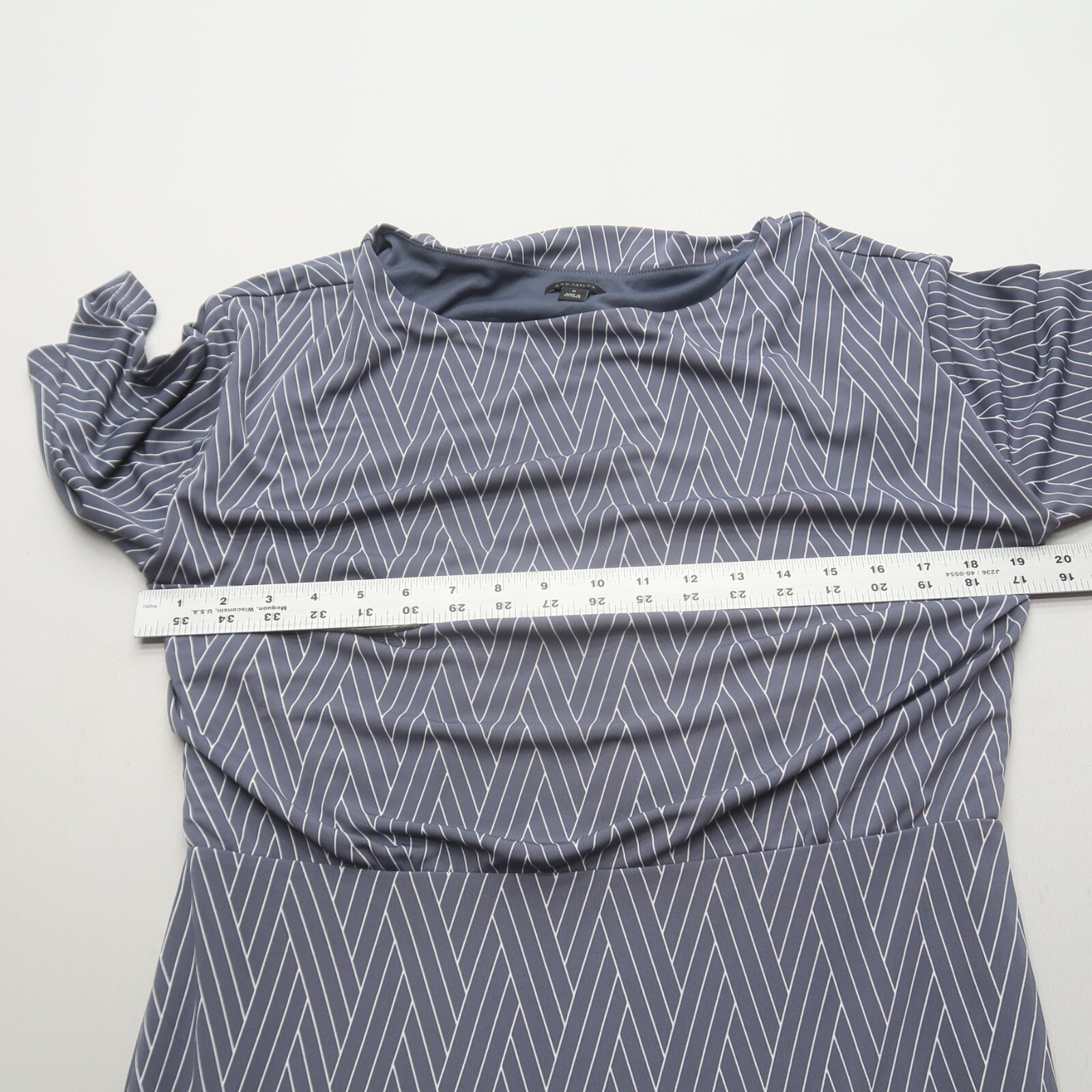 Ann Taylor Womens Shift Dress Medium Blue Non Wrinkle Travel 3/4 Sleeves