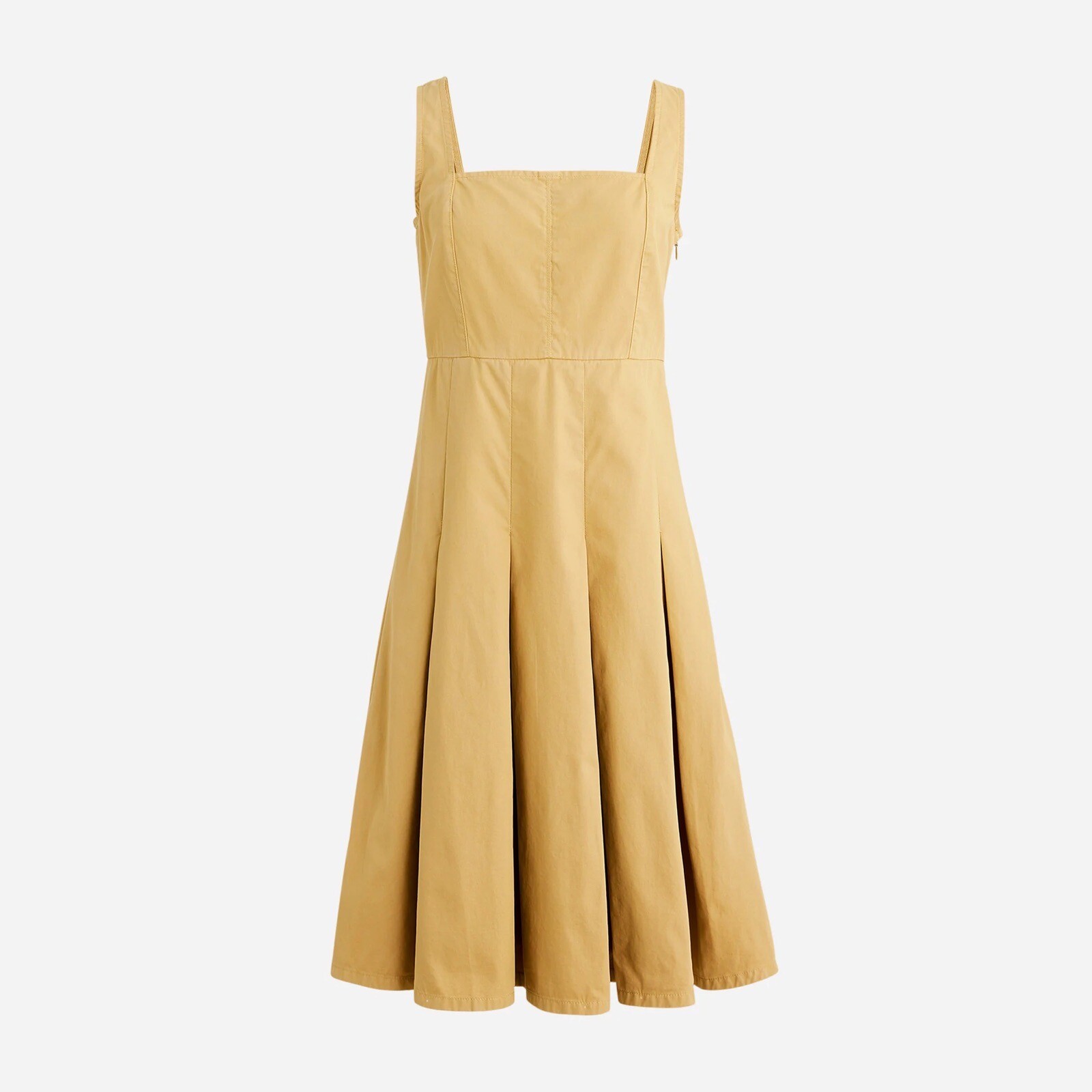 J.CREW NWT Pleated dress Chino A Line 6 Knee Length Honey Brown