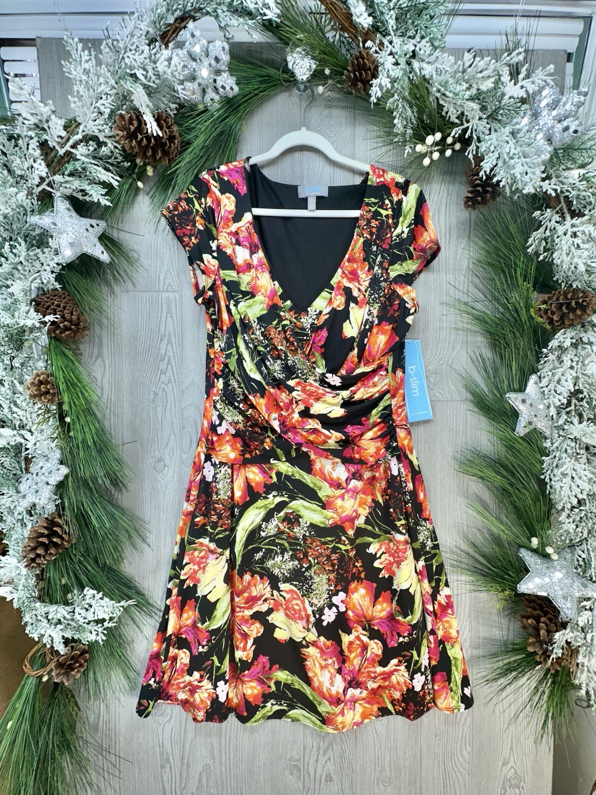 NY Collection B Slim Dress XL Womens NEW With Tags Floral Lined Colorful NWT