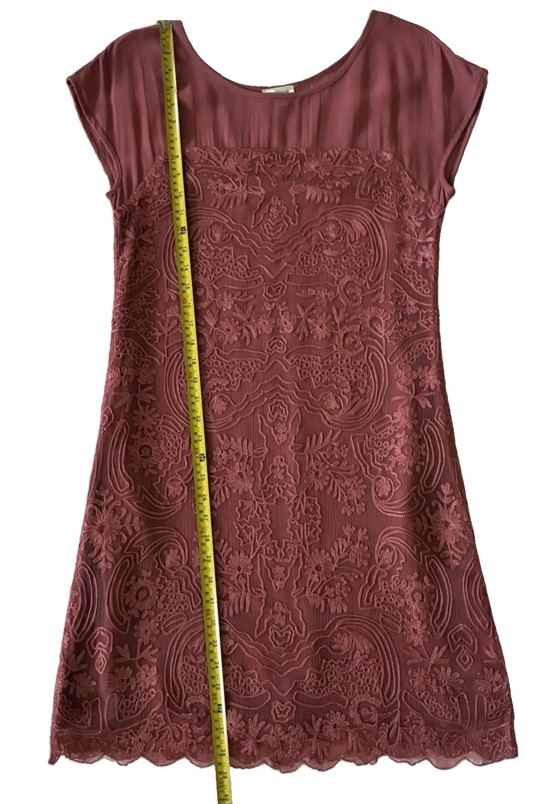 Sundance Lillian Rose Pink Dress Embroidered Soutache Lace Boho Shift S