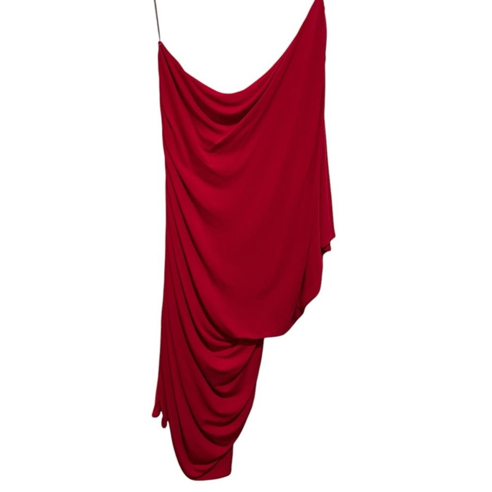 HAUTE HIPPIE ONE SHOULDER RED RUCHED TOMATO GIRL COCKTAIL DRESS L