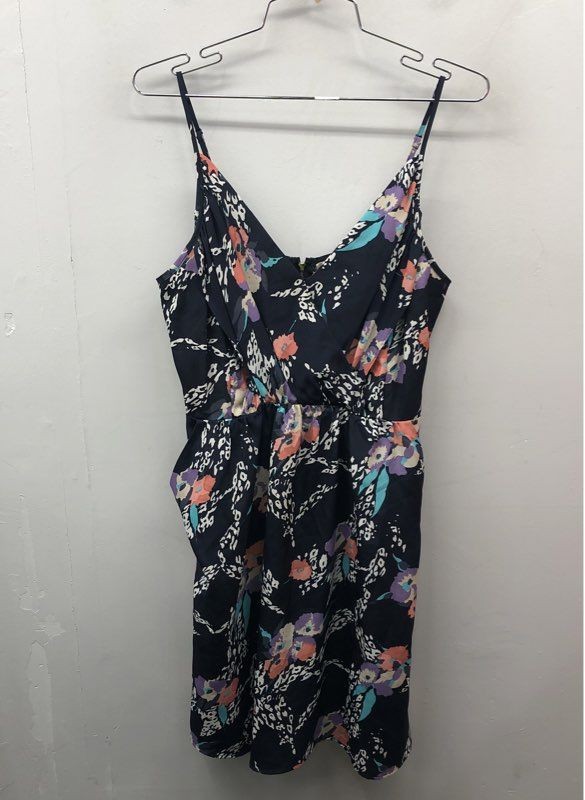 Yumi Kim Women’s Navy Floral Leopard Print Wrap Front Mini Dress Size M