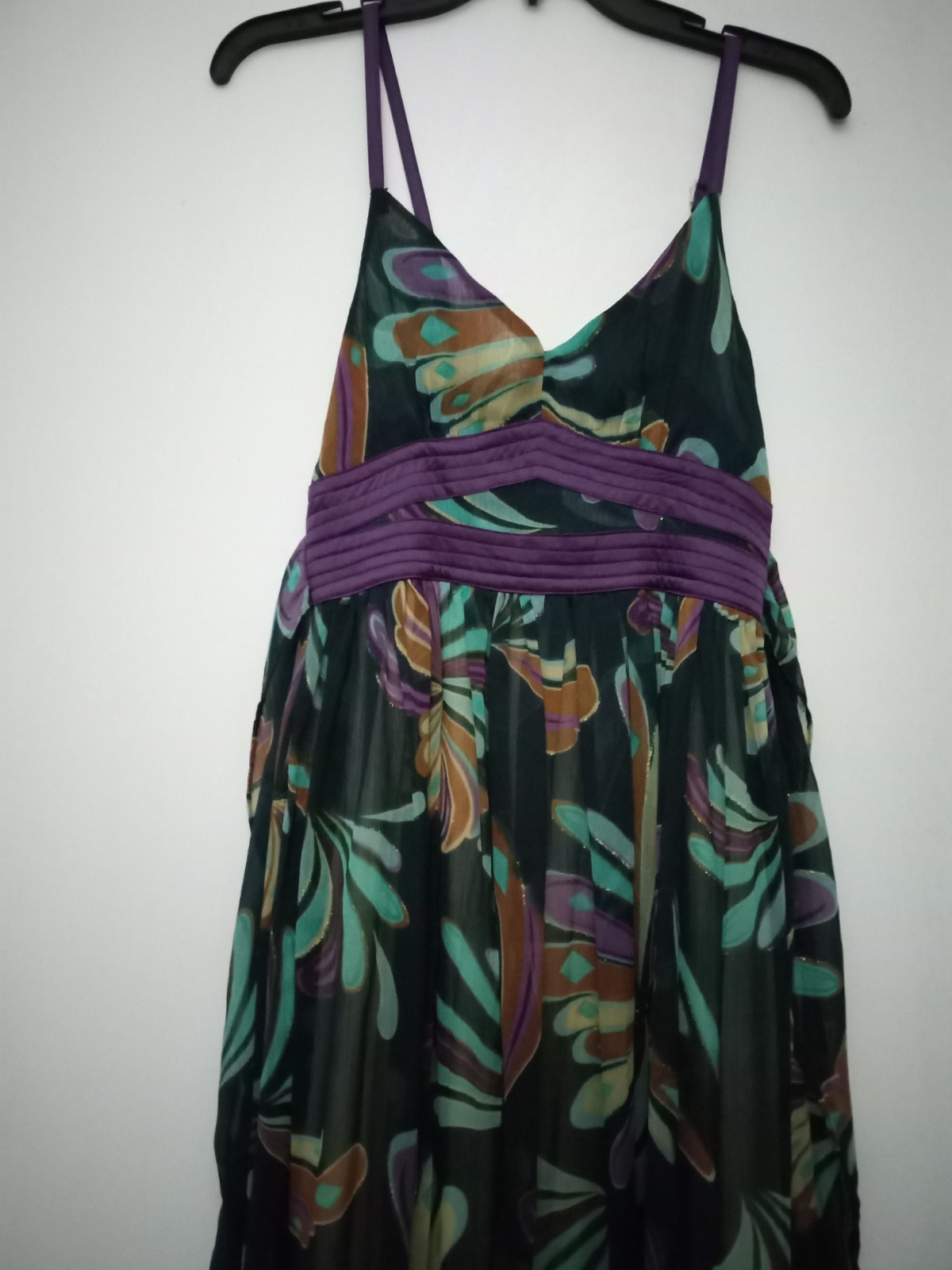 Katia Dark Green Floral Print with Tie In The Back Dress Size Small
