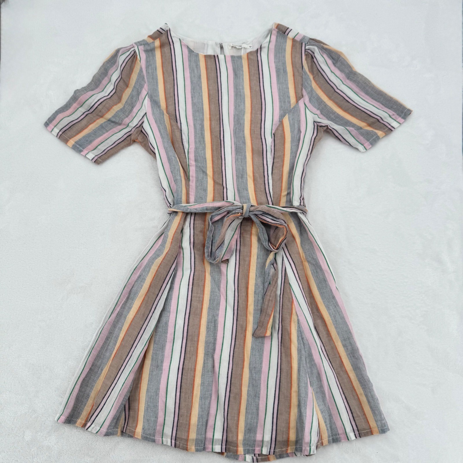 Tularosa Iris Dress in Multi Stripe Woman’s XS Cotton Mini Dress W/ Tie Waist