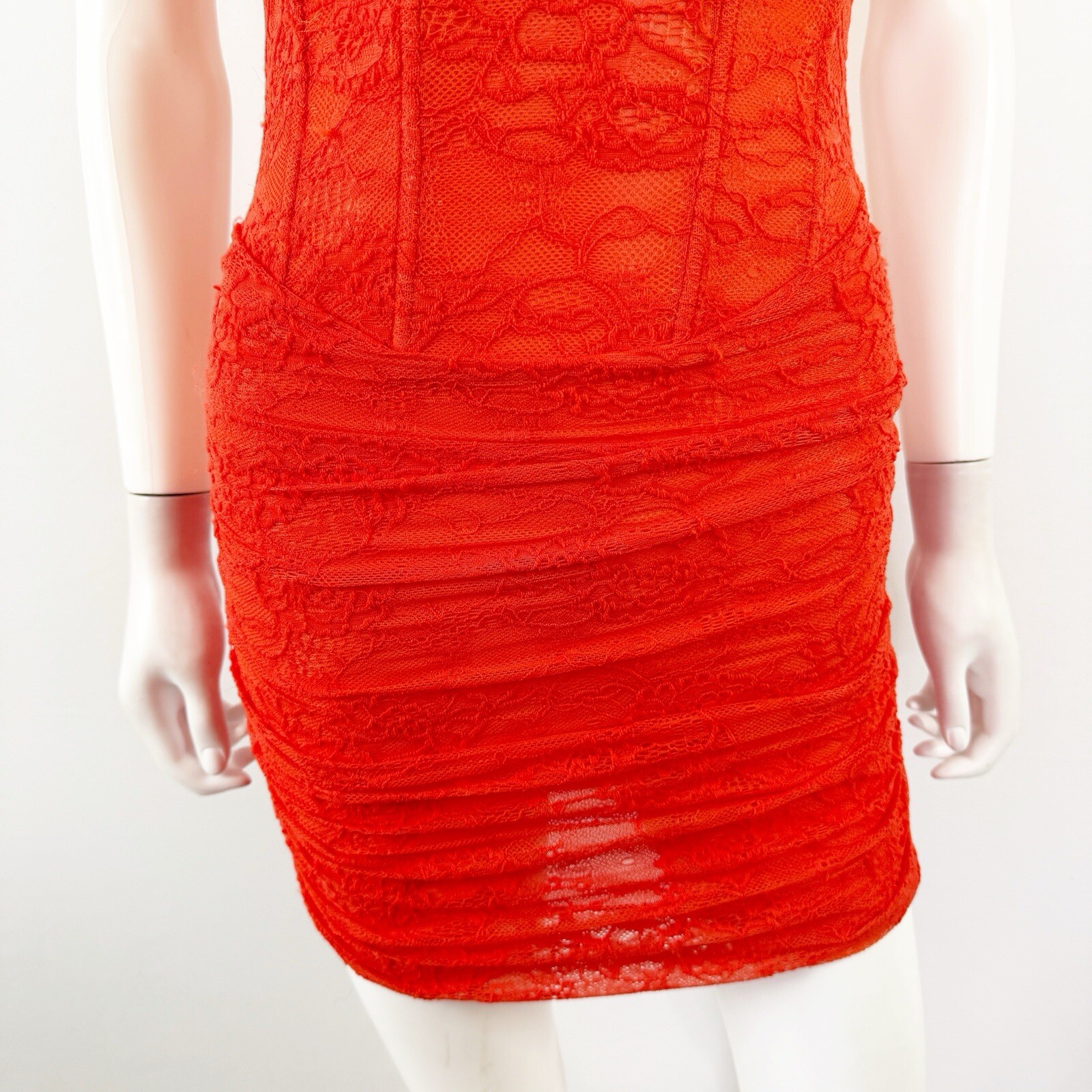 Outcast Orange Lace Strapless Bodycon Mini Dress Size XS Sexy Clubwear Cocktail