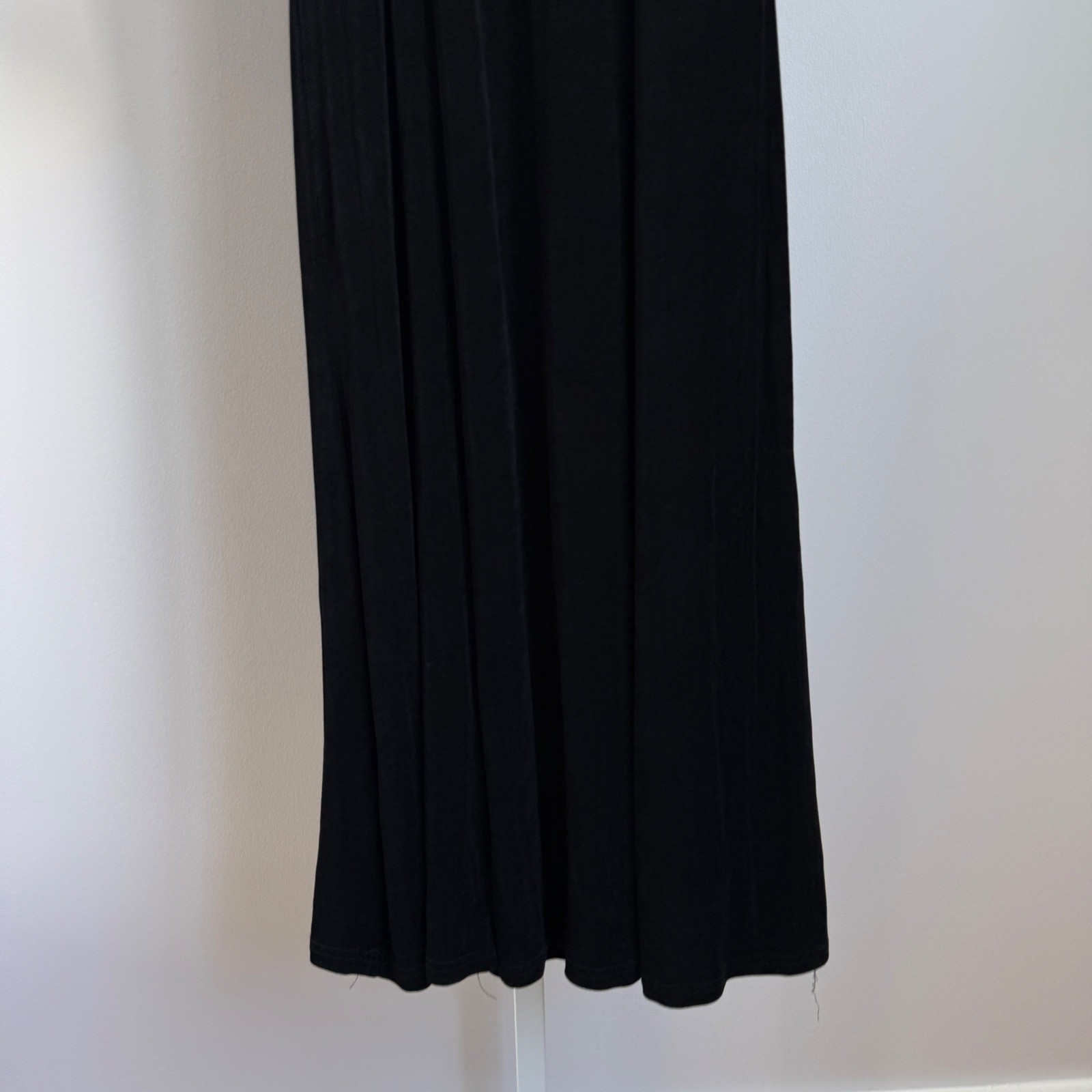 VTG BASIC USA sz M Black Long Sleeve Ruffle Neck Maxi Dress Witchy Whimsygoth
