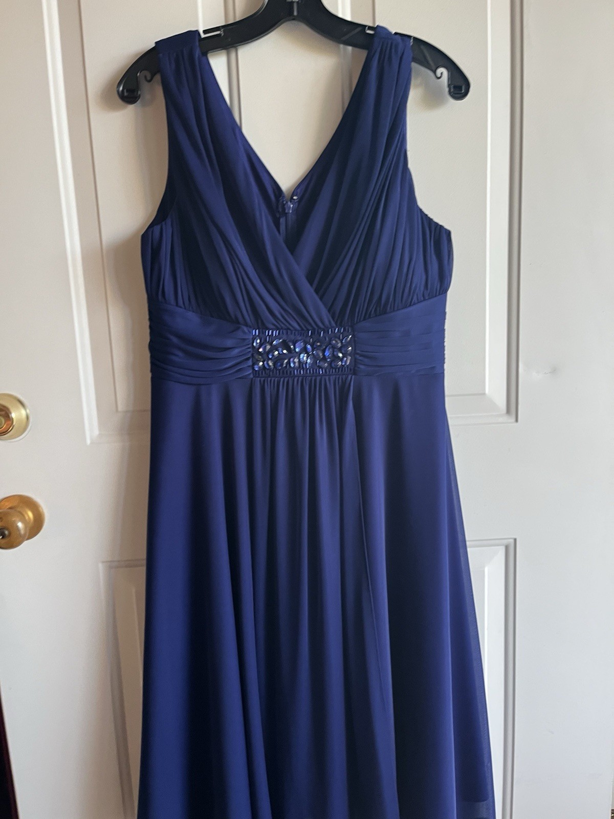 Jessica Howard Peacock Blue Evening Dress Size 14 Embellished Waist