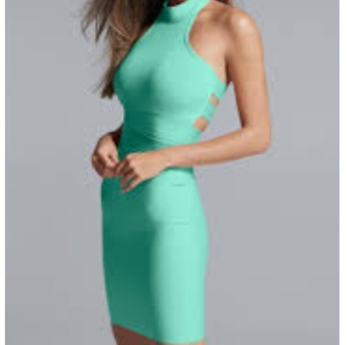 Venus Bodycon Bandage Dress High Neck Back Cutout Stretch Party Dancing Sz Small