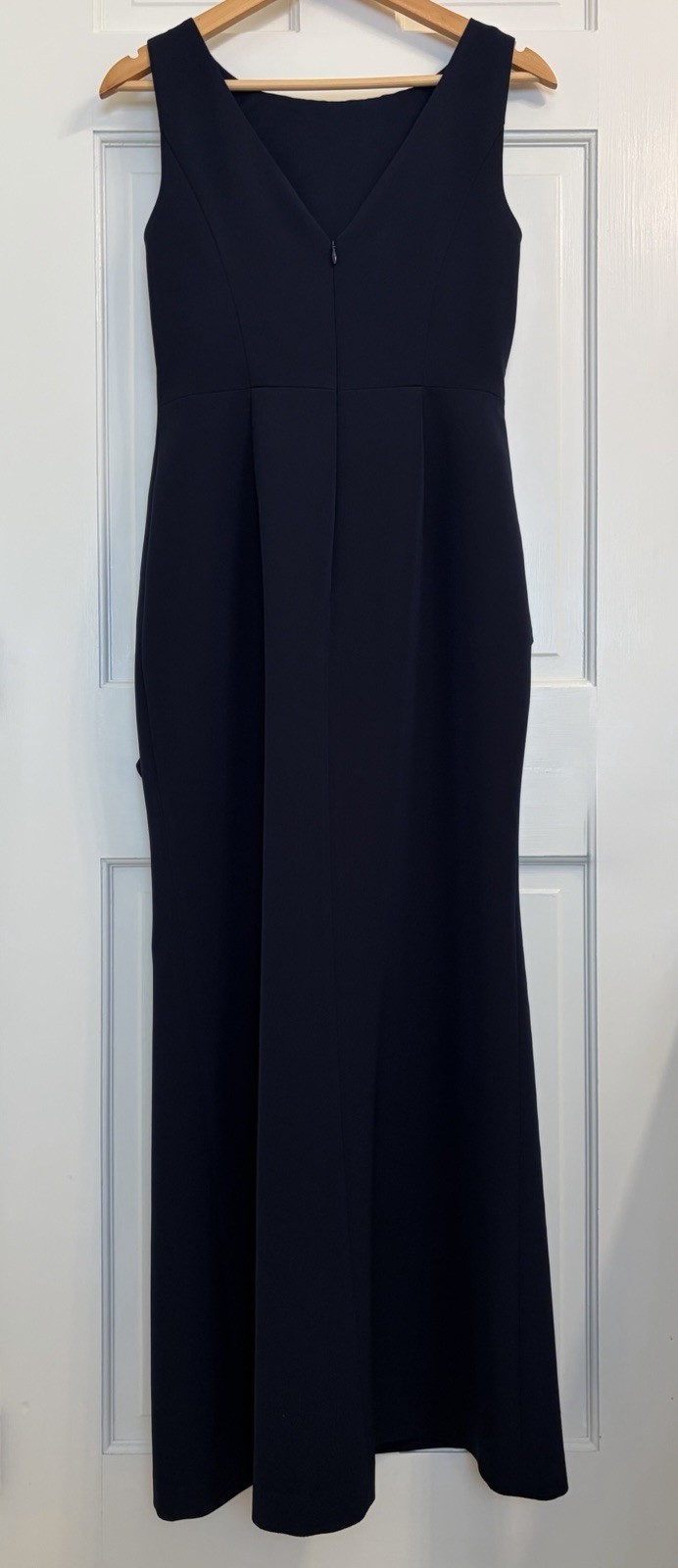 Eliza J Ruffle Front Gown Navy Blue Sleeveless Evening Dress Size 4 – Hemmed