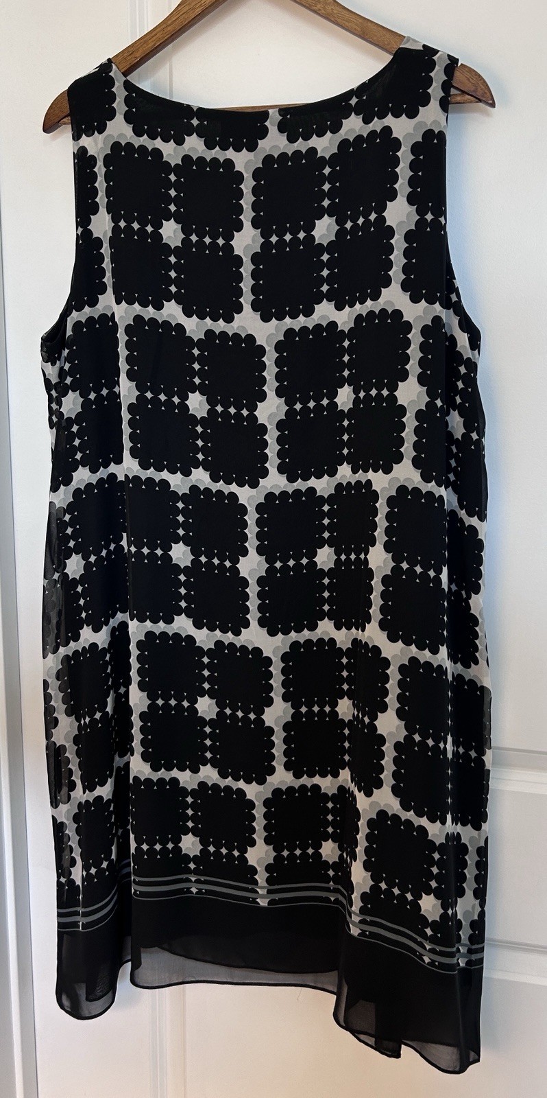 Max Studio 1X Black White Geometric Dress Sleeveless Shift Tunic Flowy $128