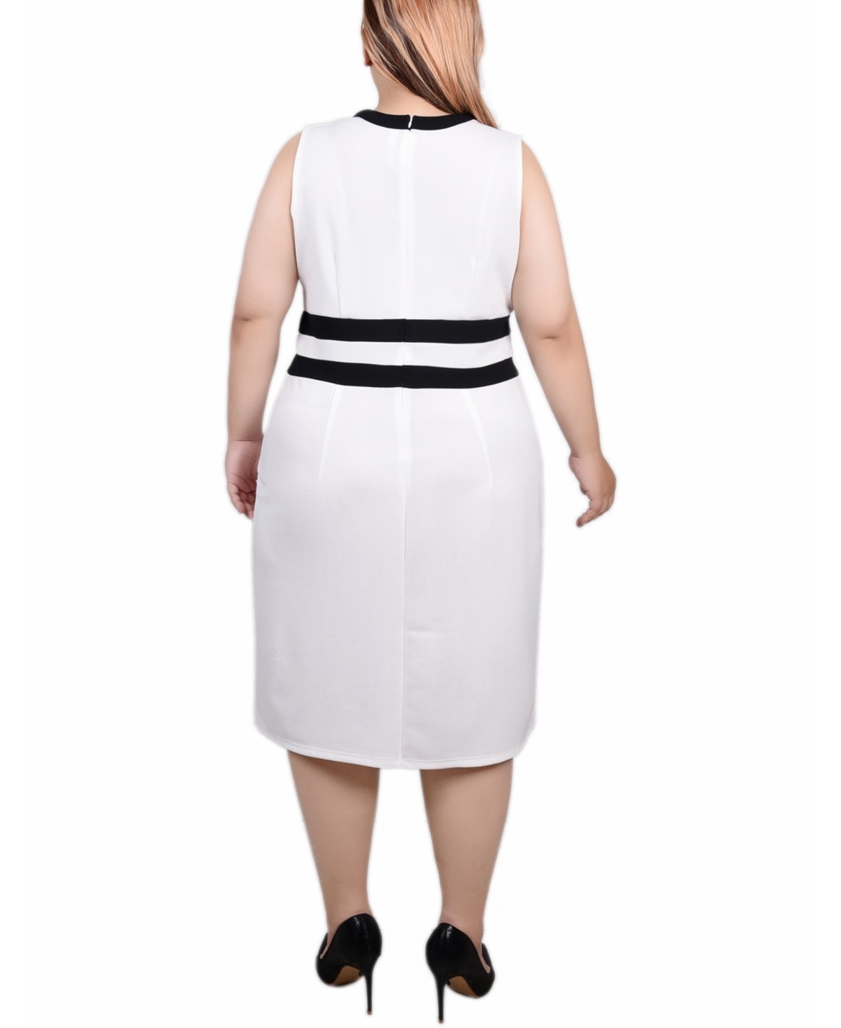 NY Collection Plus Size Colorblocked Dress Women’s 16W White/Black Zip Closure