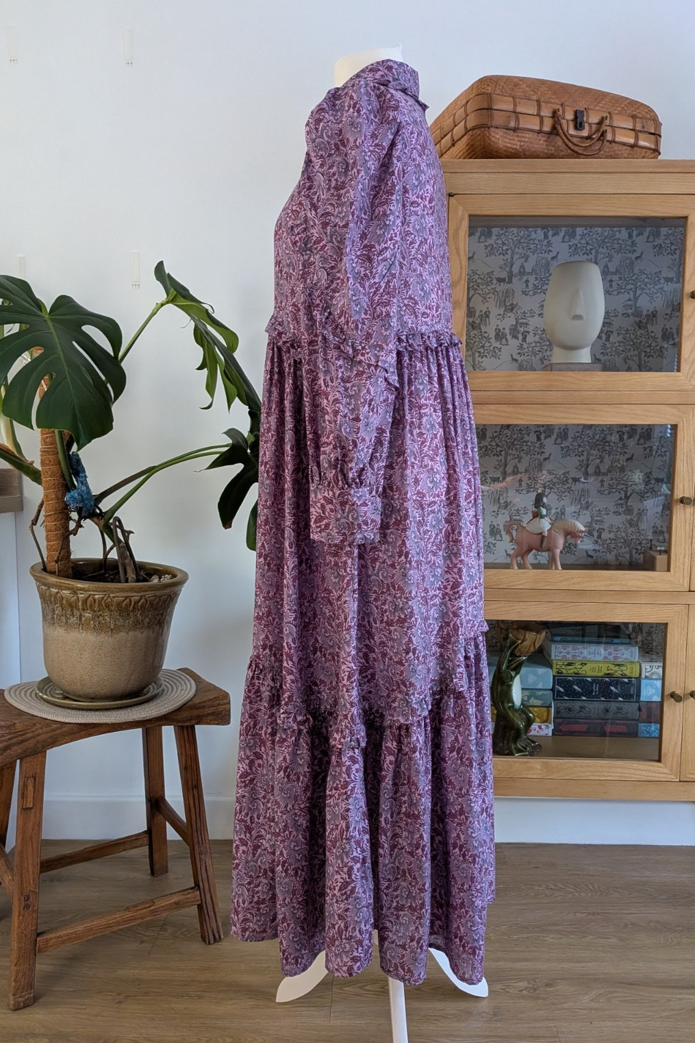 New La Redoute boho hippy peter pan collar relaxed fit floral maxi dress size 10