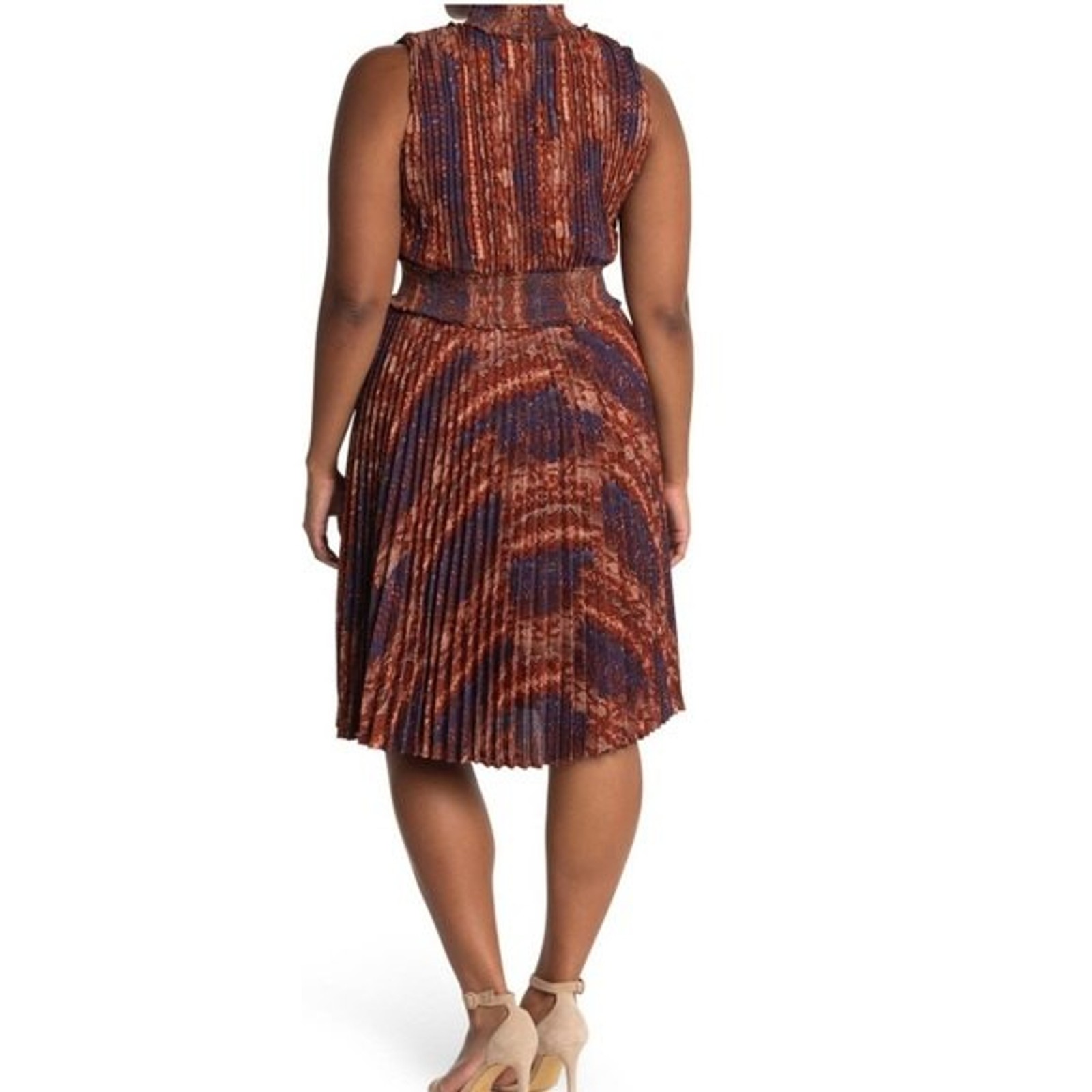 Nanette Lepore Smocked Snake Print Sleeveless Dress Size 8 Brown