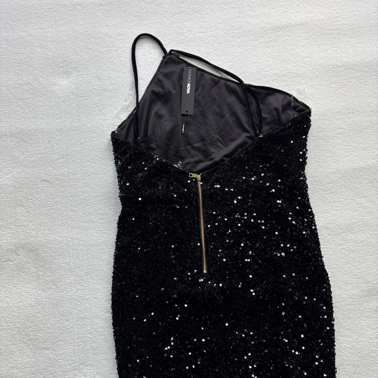 Fashion Nova Forever Shining Sequin Maxi Dress Women 2X Black Halter High Slit