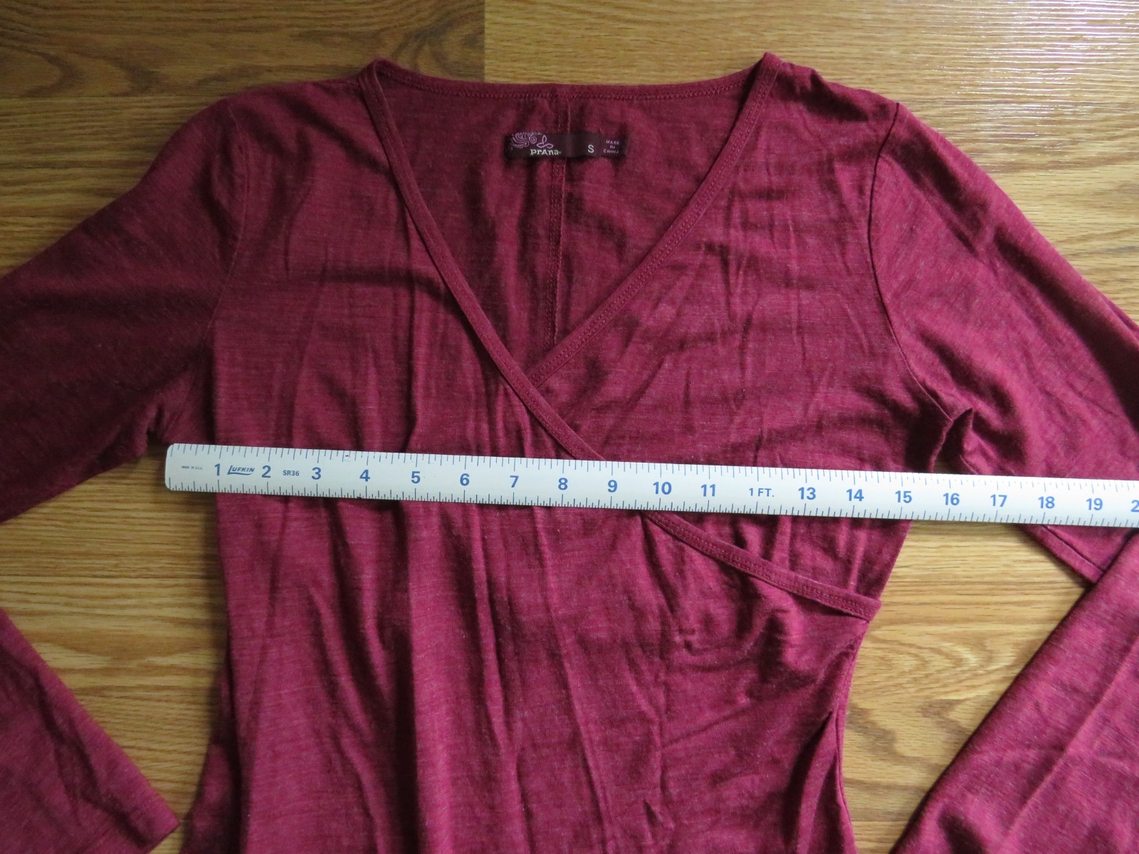 Prana Womens Nadia Small Stretch Jersey Long Sleeve Faux Wrap Dress ~ Rose/ Pink