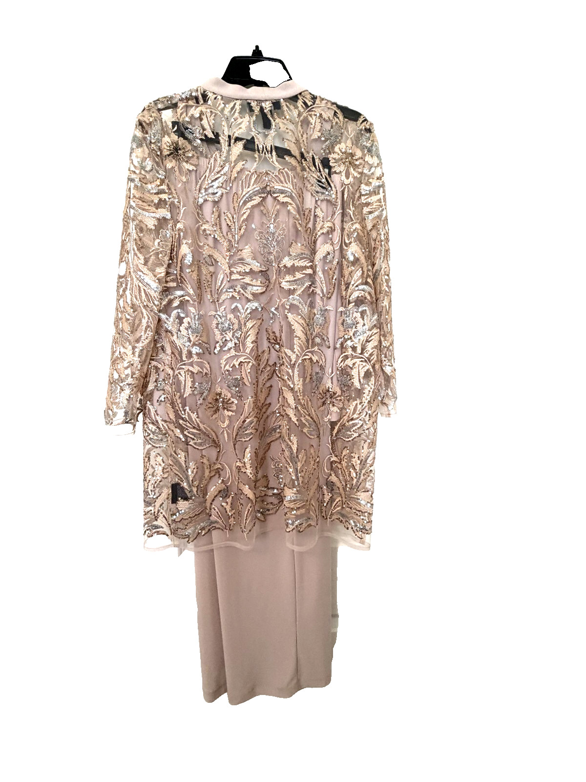 R&M Richards Elegant 3PC Pantsuit w/Sequin Lace Sheer Jacket and Tank Size 14