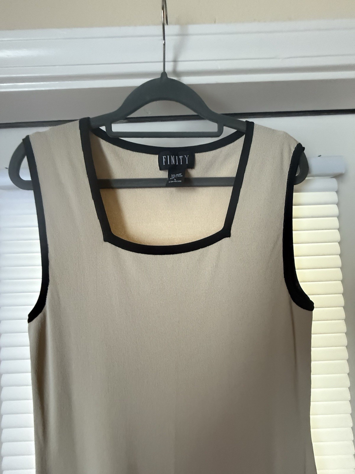 Finity Women’s Body Con Beige Dress Sleeveless Fitted Long Length Size Large