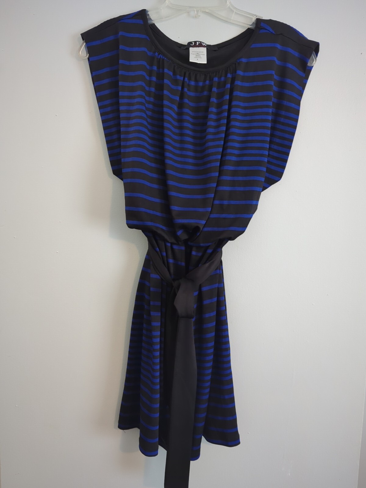 JFW just for wraps Womens Size Small Blue/Black Stripes Elastic Waist Belt (CB3)
