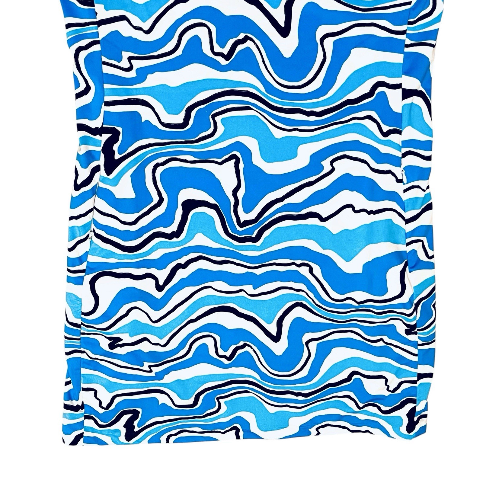 Tail Activewear Dress UPF50+ Blue White Flowing/Wavy Print Pullover Zip/Pocket S