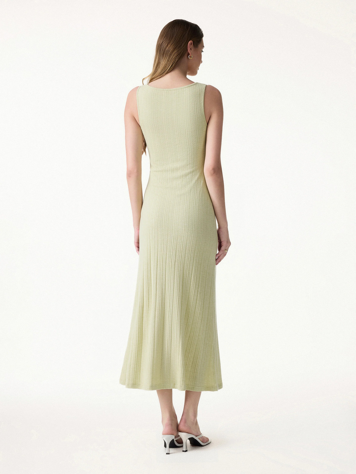 New Arrival OGLMOVE Pointelle U-Neck Maxi Bra Dress Soft Fit