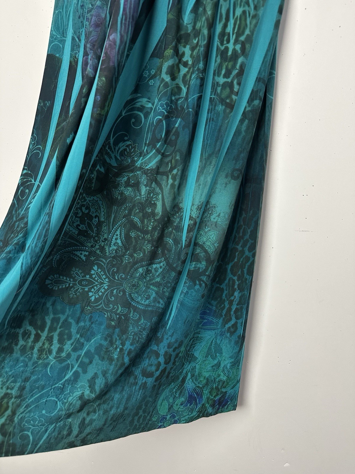 Vtg City Triangles Halter Dress Green Abstract Y2K 90s Whimsigoth Forest Fairy M