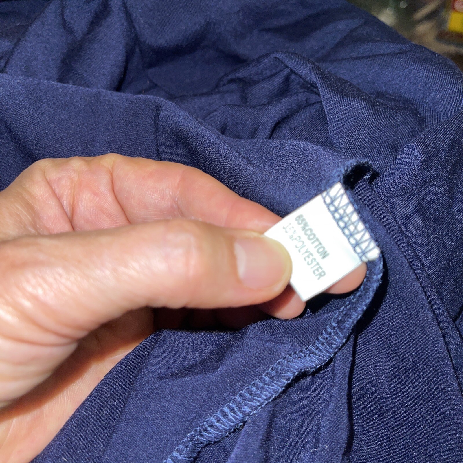 Bedoar Plus 20 Navy Blue 3/4 Sleeve Pockets Cotton Poly Dress Vneck Solid New
