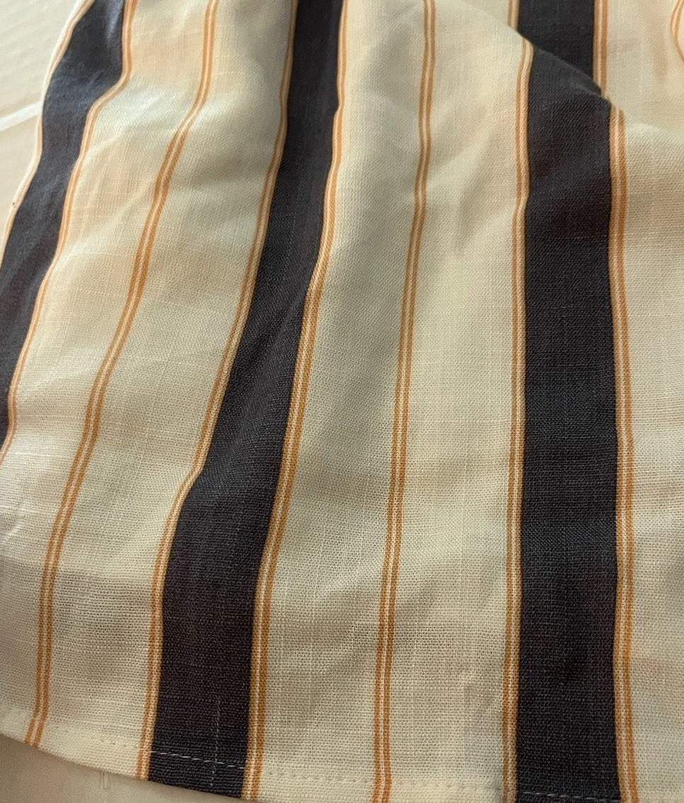 danielrainn White Navy Orange Striped Smocked Pom-Pom Lined Dress XL