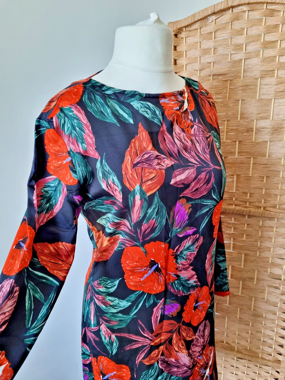 MNG Mango Suit Long Sleeve Floral Dress – Size Small 10 / 12 Lightweight Summer