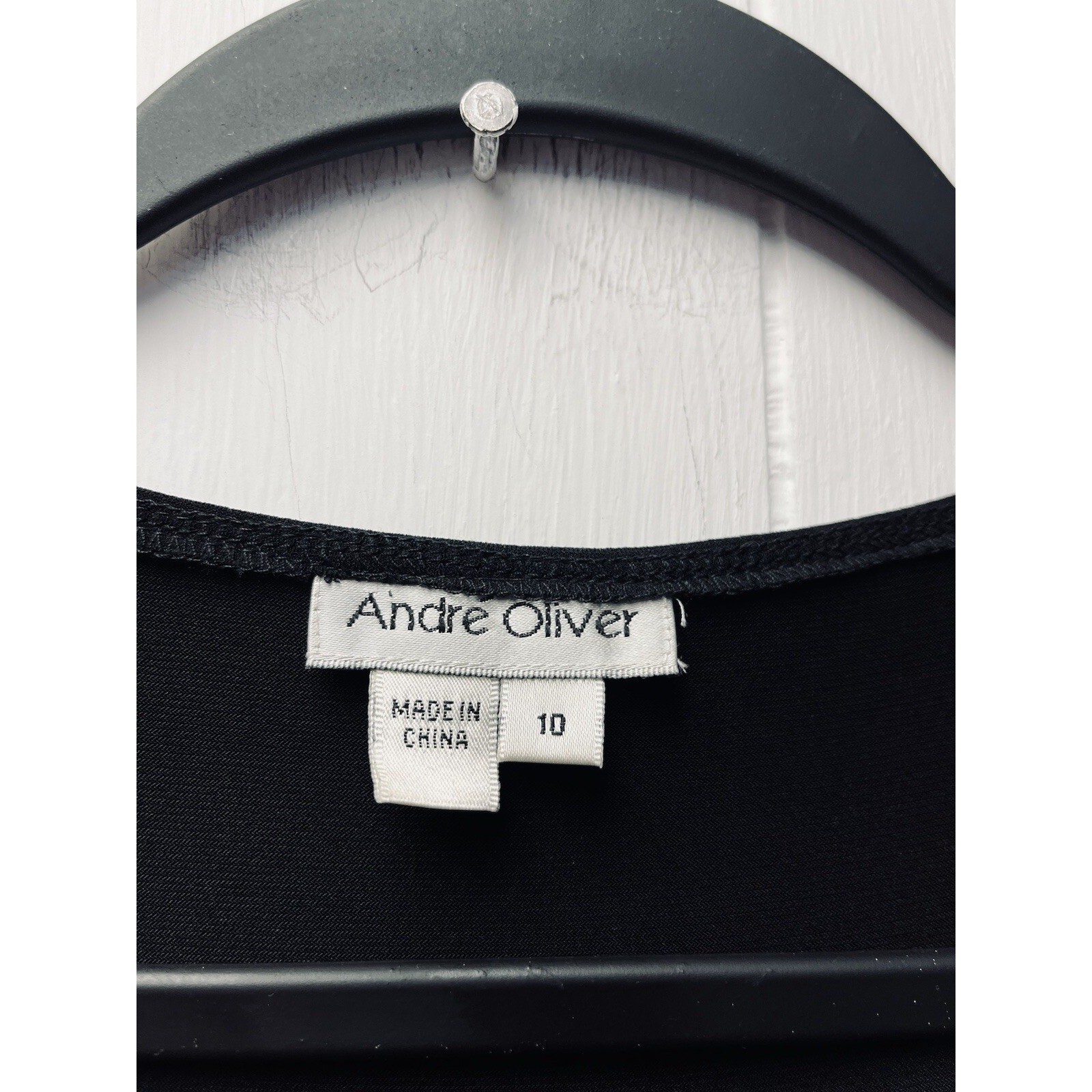 Andre Oliver 10 Black Faux Wrap Midi Dress Luxury Cocktail Plunge Sexy Romantic