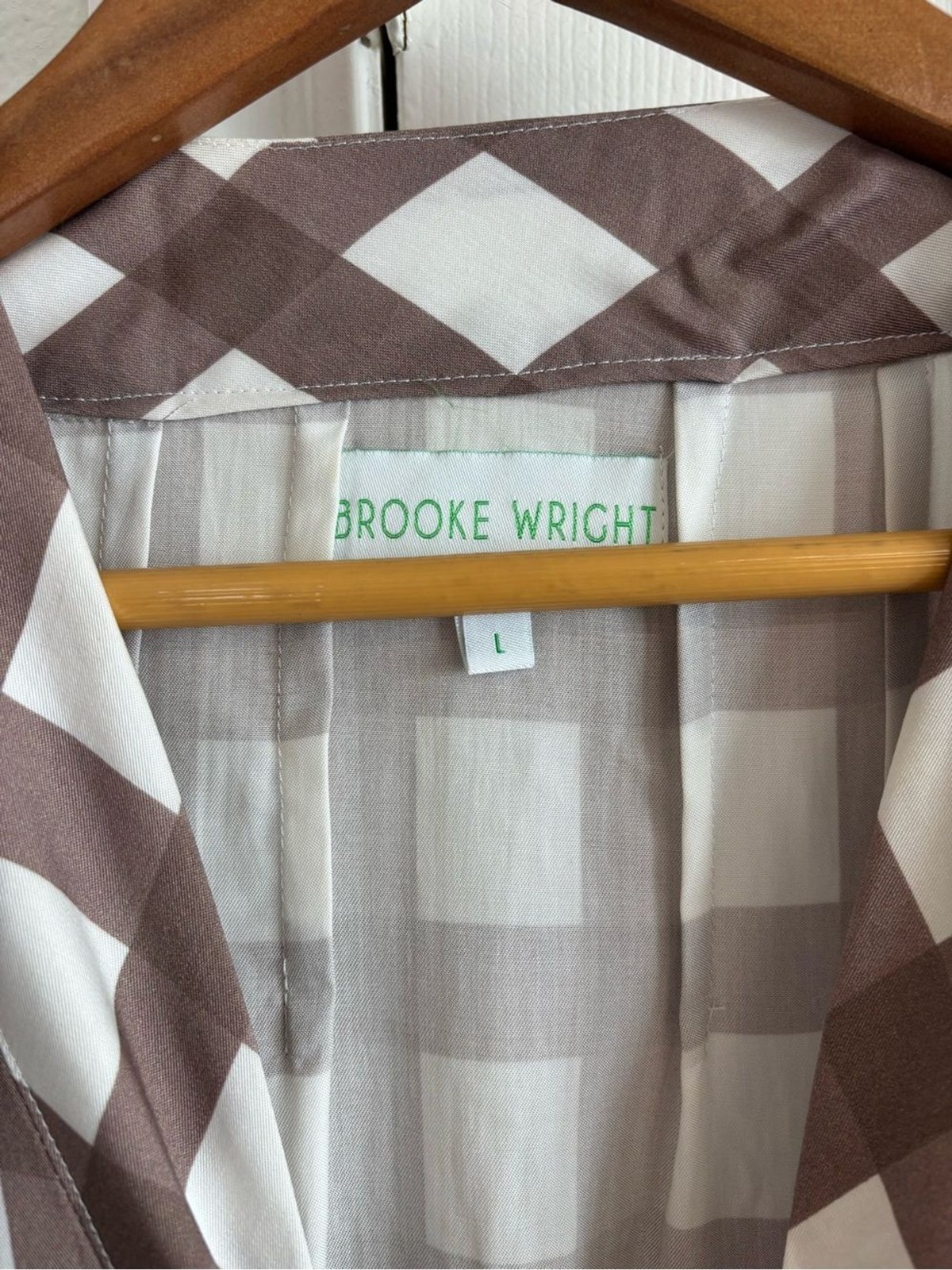 Brooke Wright Maxi Plaid Brown White Dress Size L