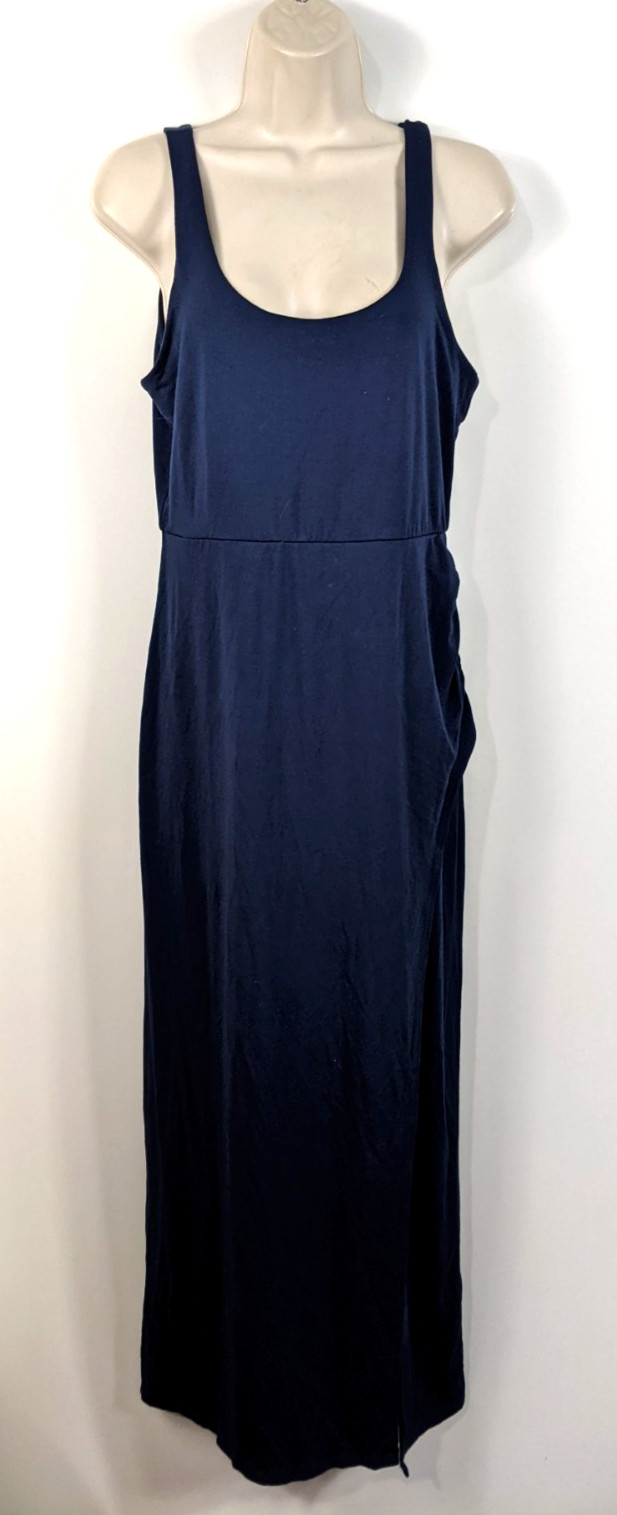 Z Supply Women’s Pullover Slit Leg Midi Dress Sz Med Blue Rayon/Spandex Stretch