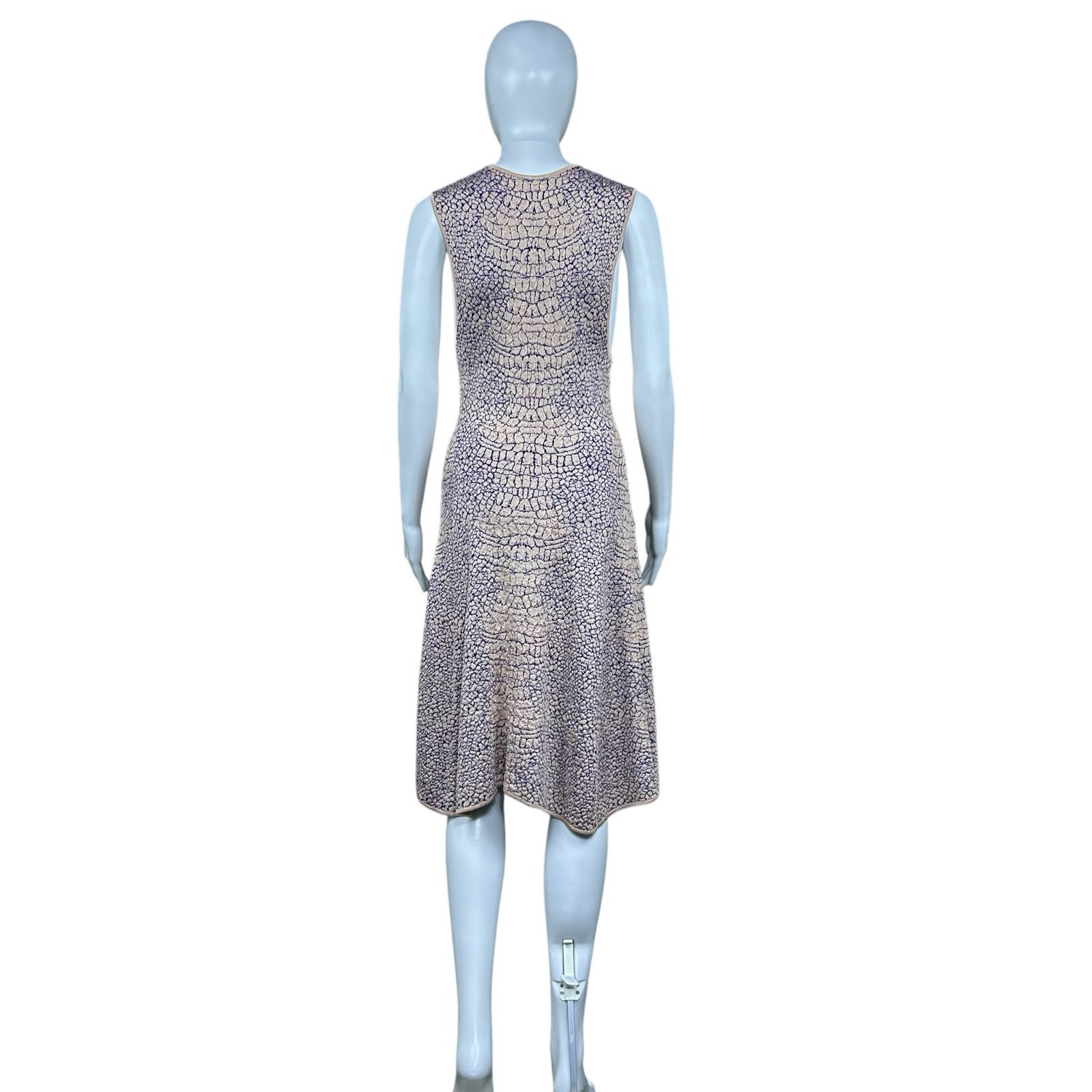 McQ Alexander McQueen Crocodile Patterned Jacquard Fit and Flare Dress – LARGE