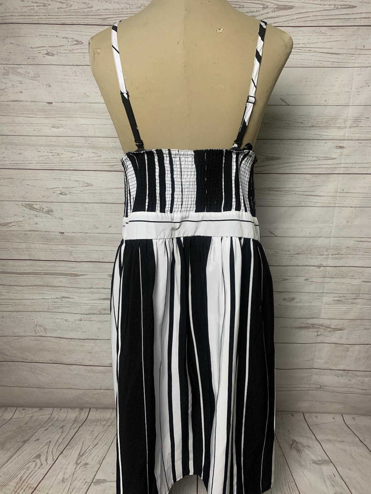 Lane Bryant Dress Spaghetti Strap Plus Sz 18 Black White Stripe Fit & Flare NWT