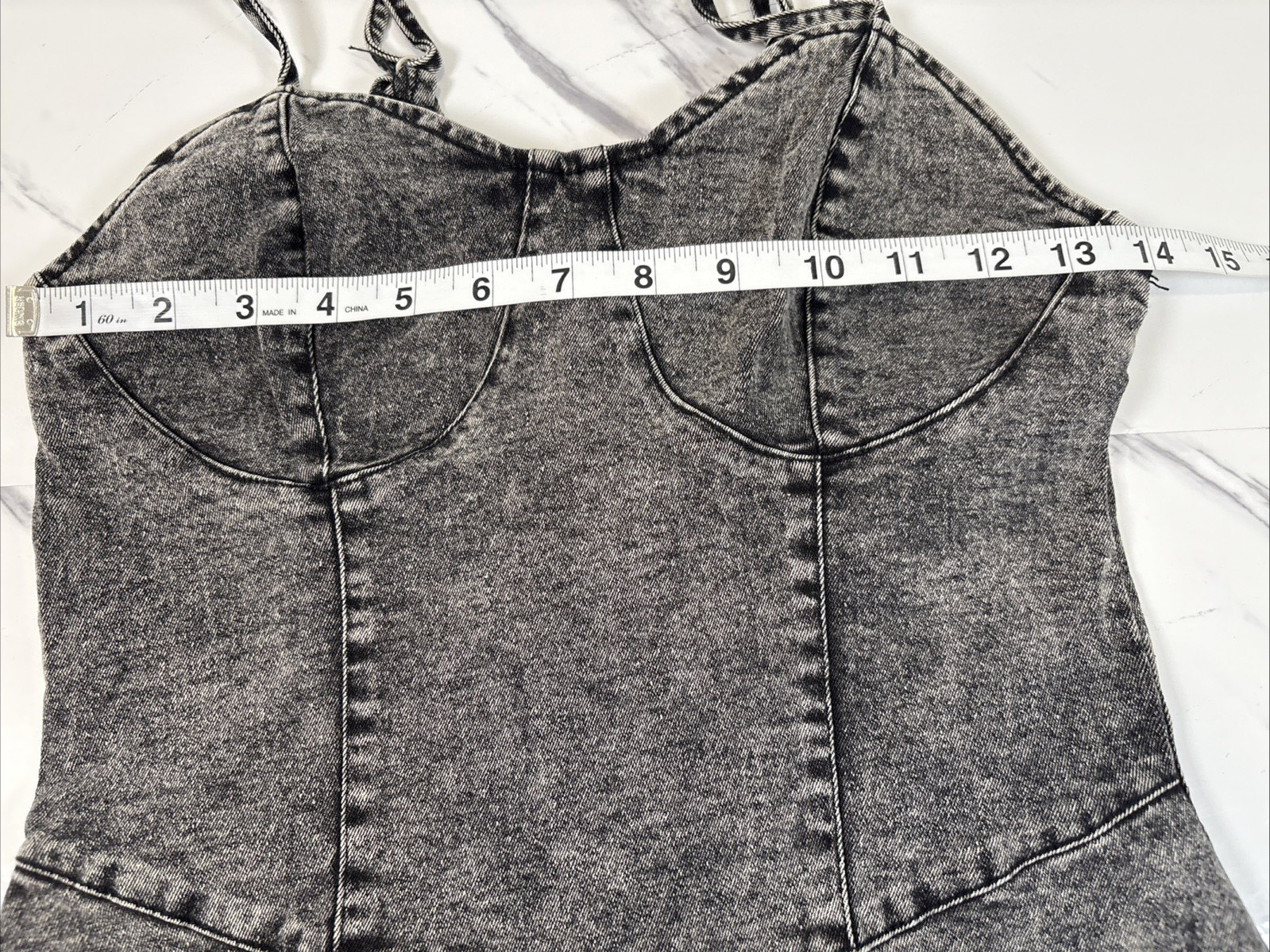 SHEIN Medium Wash Denim Bustier Cami Bodycon Stretch Dress Womens Size 6