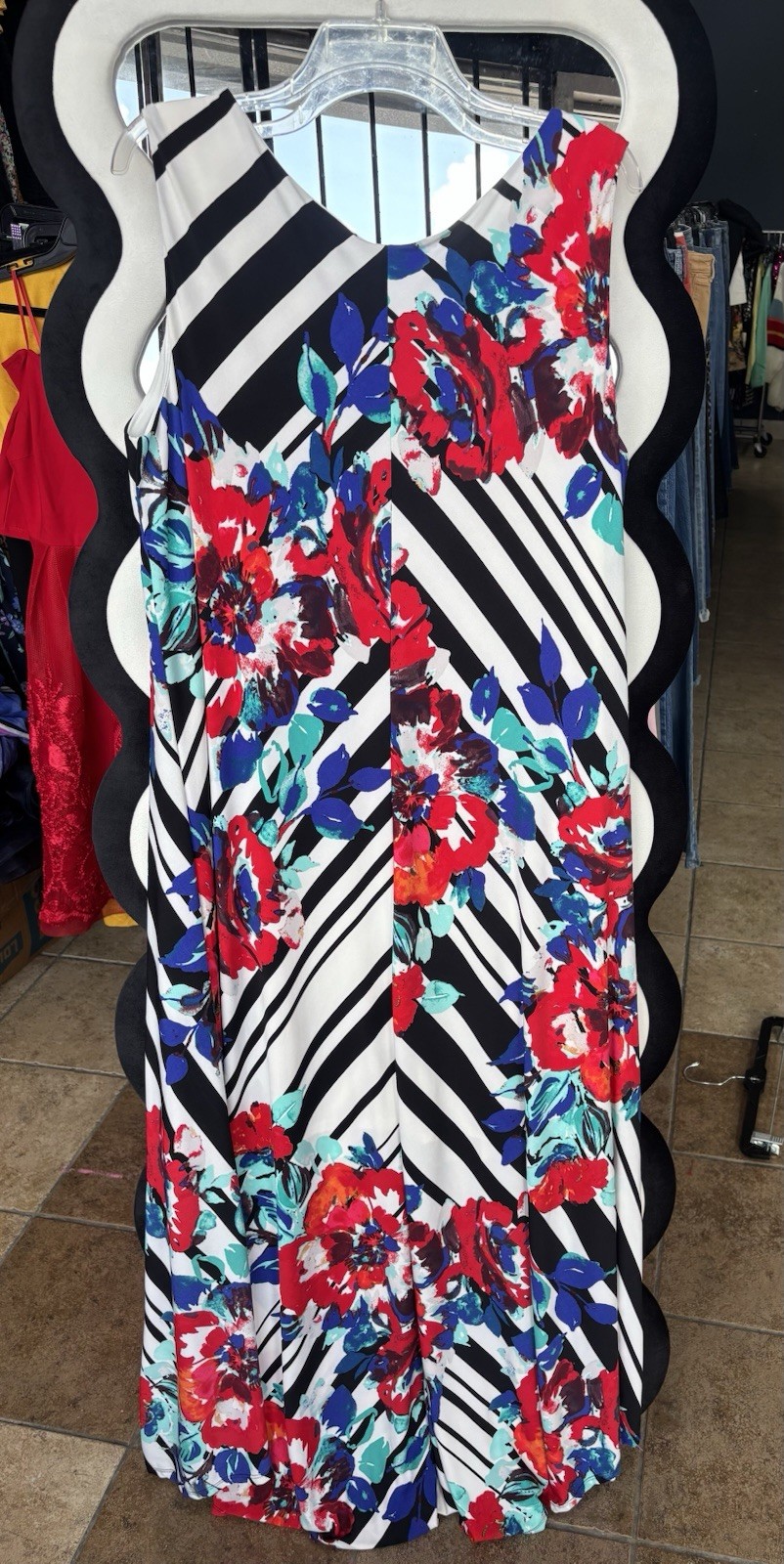 E.G.T. 1946 Multicolor Floral Maxi Dress Long Sleeveless V-Neck Plus 18/20W