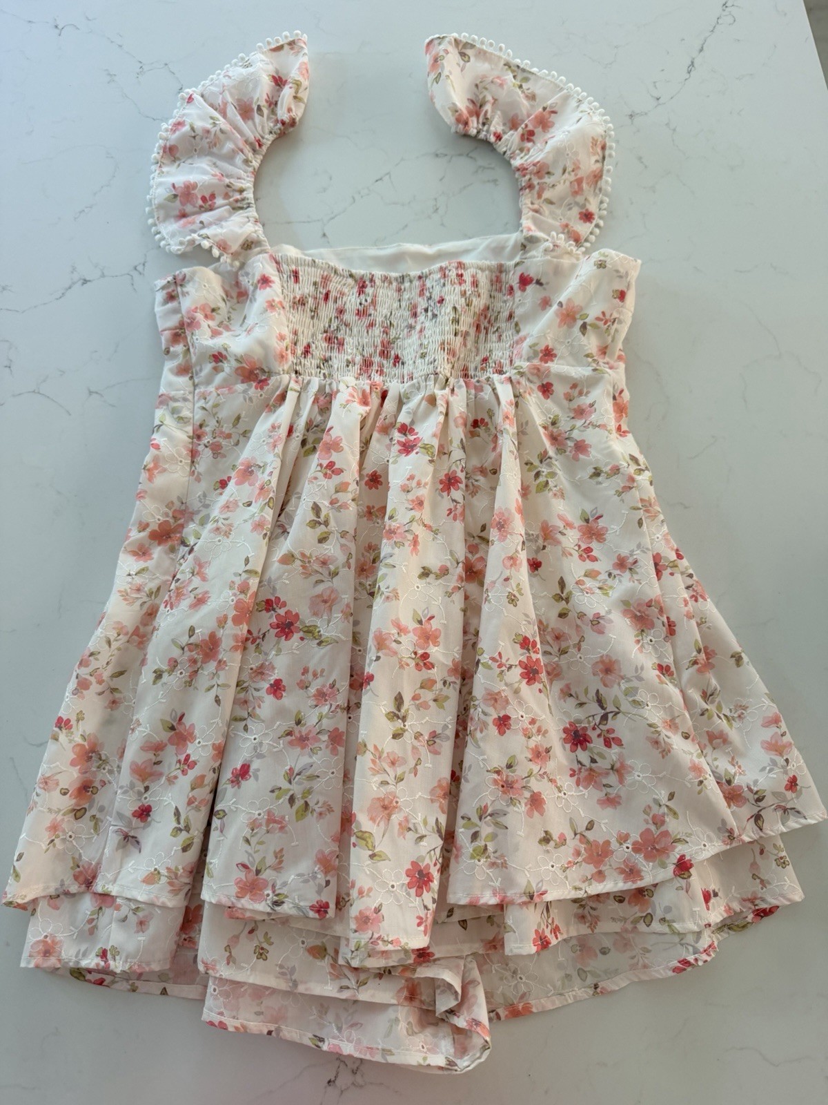 Altar’d State Girl Lainey Double Layered Pink White Floral Romper Size XL