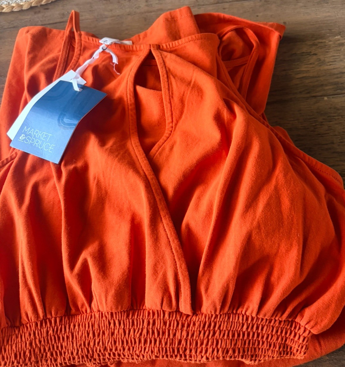 Market Spruce Burnt Orange Halter Neck Dress w/ Peak-a-boo Back Cut Out