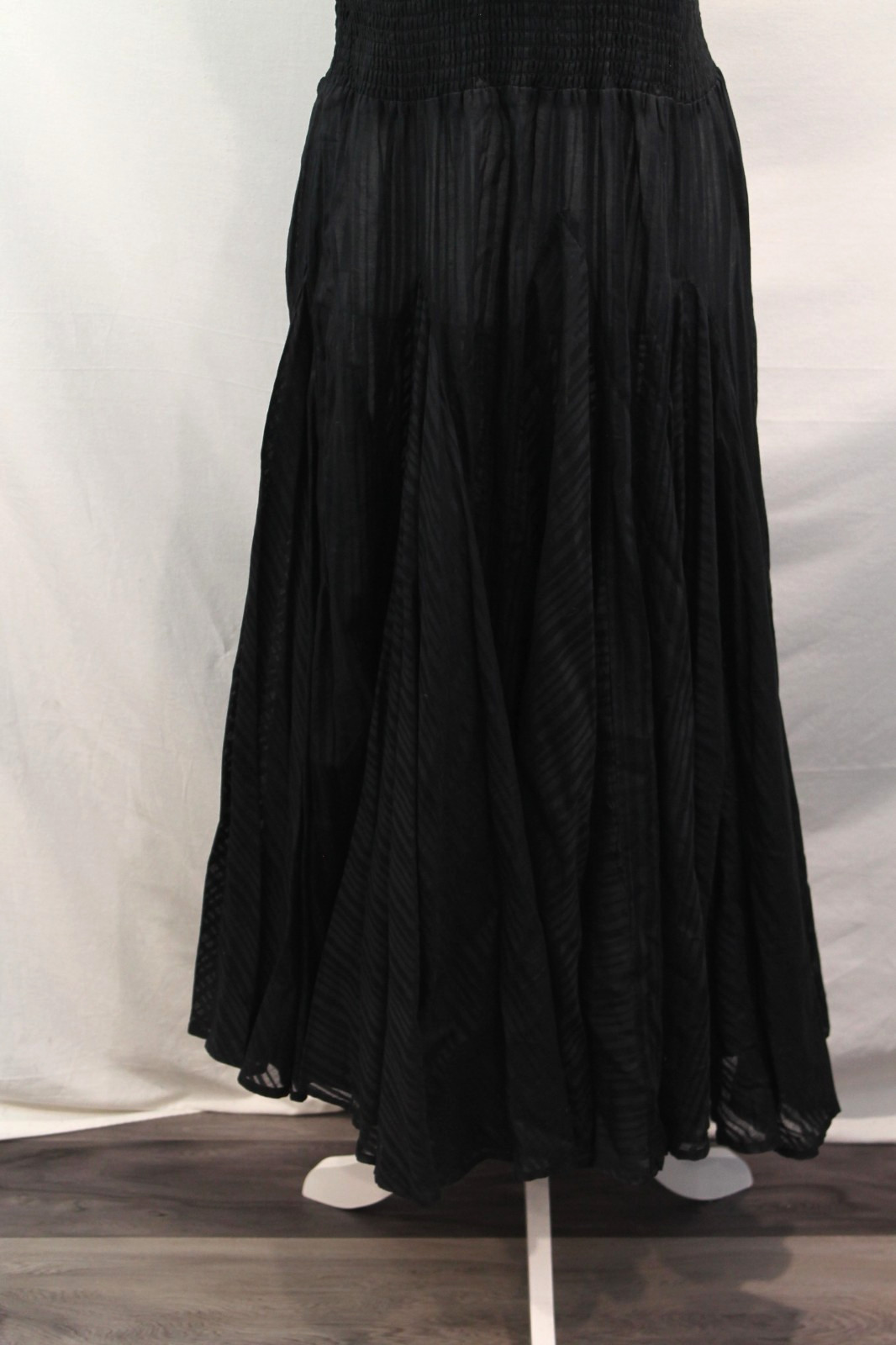 Grace Elements Semi Sheer Peasant Dress Womens size L Black Pleated Fairygoth
