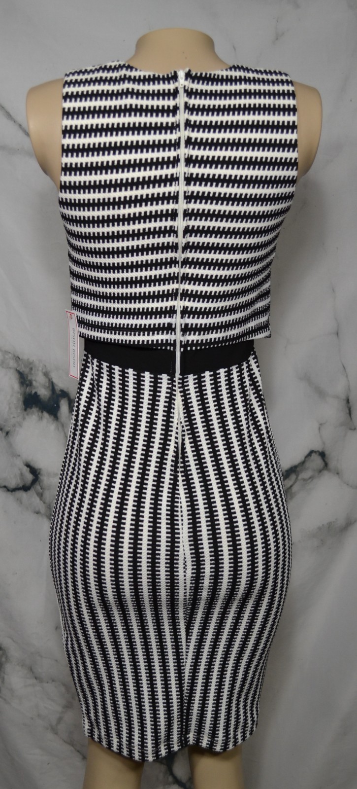 BISOU BISOU NEW NWT Black White Patterned Sleeveless Dress 4 Lined Bodice