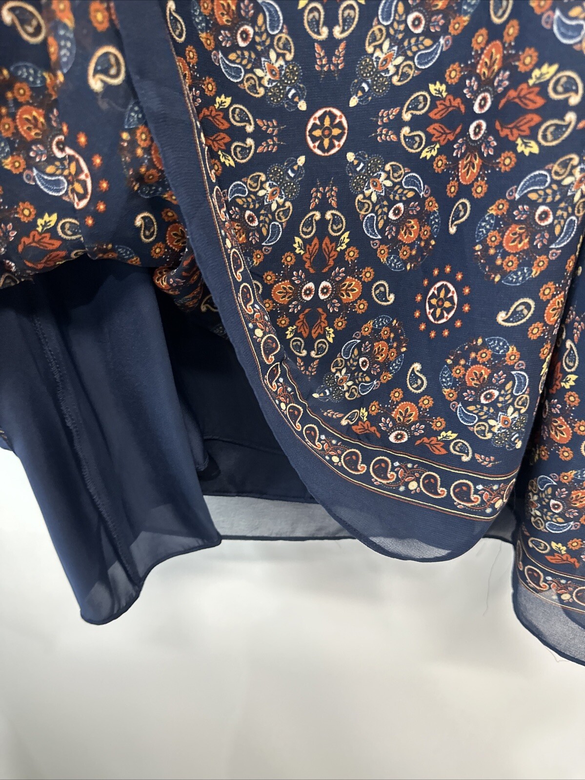 Max Edition Shift Dress Navy Blue Paisley Sleeveless Lined Summer Dress L