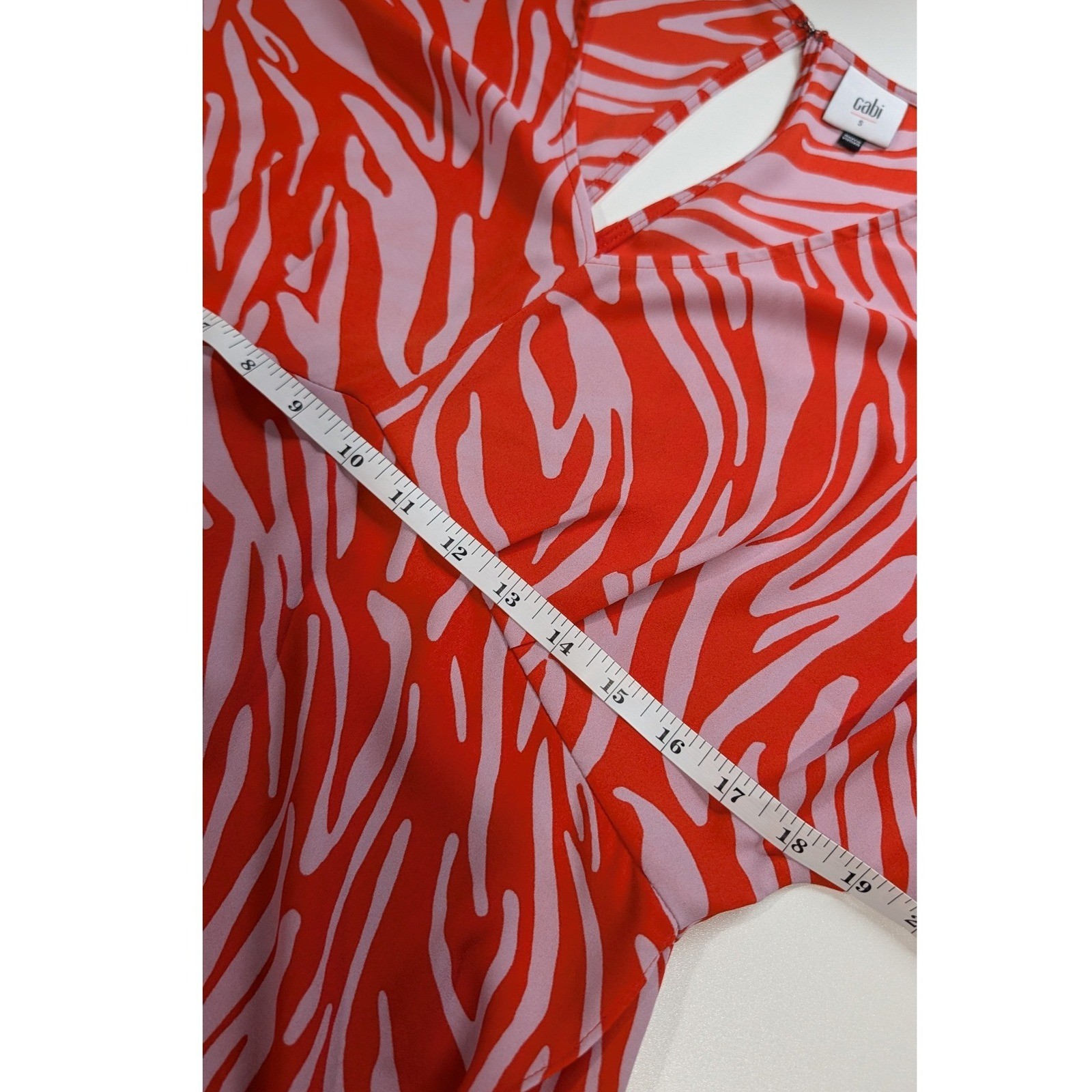 Cabi Zebra Print Midi Dress Red Lavender Faux Wrap Tulip Hem 5795 Womens Small