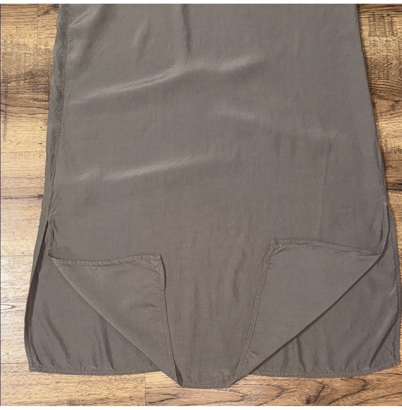 A New Day L Brown Solid Maxi Dress Long Round Neck Sleeveless Hook & Eye