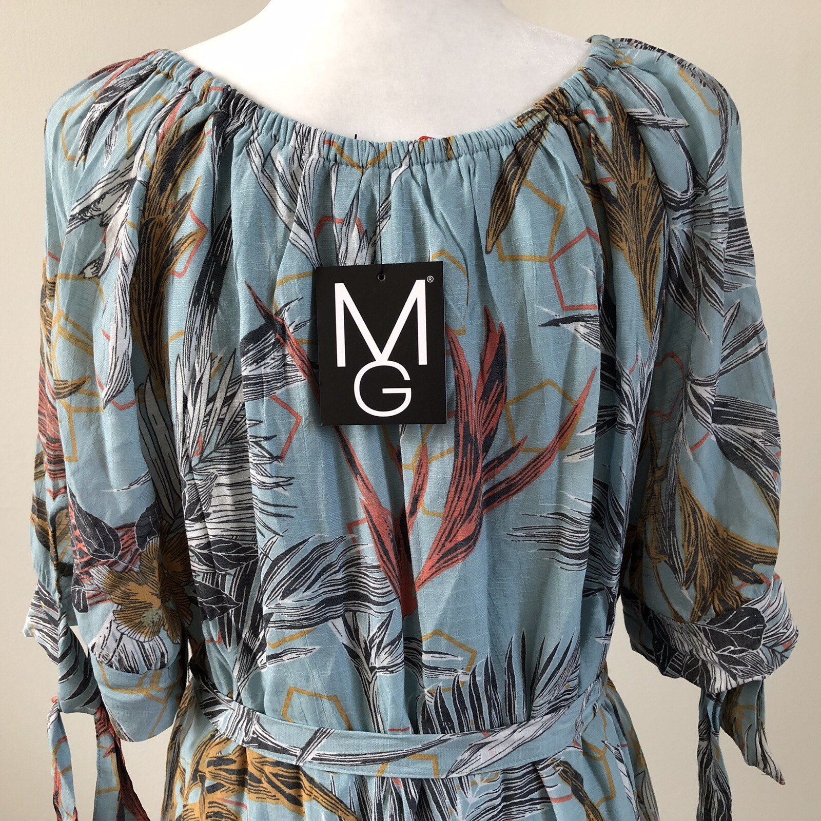 Mile Gabrielle Women’s Teal Blue SS Floral Lined Dress Sz 1XL