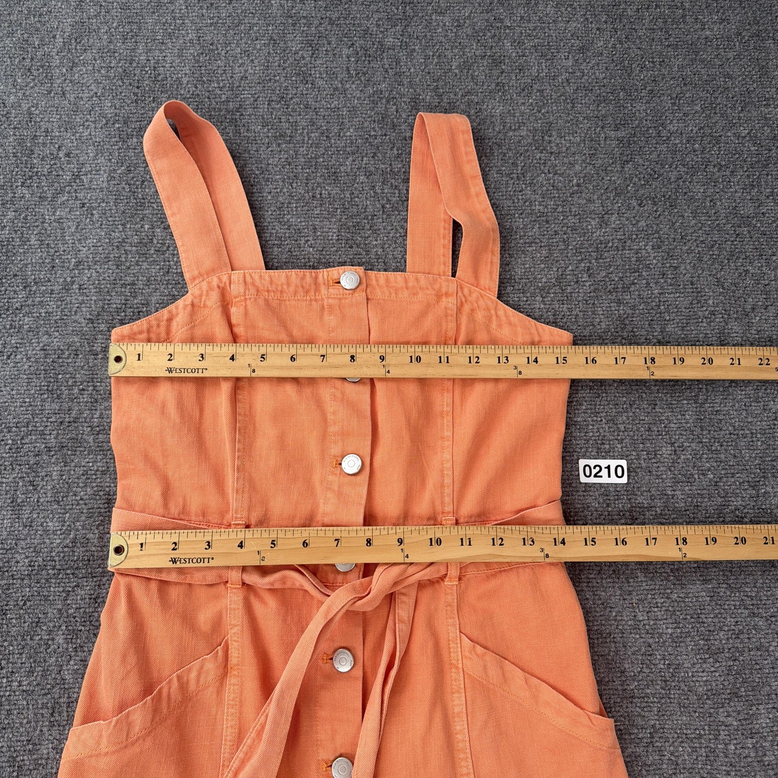 Habitual Dress Womens Small Orange Cotton Denim Smocked Overall Sundress Mini