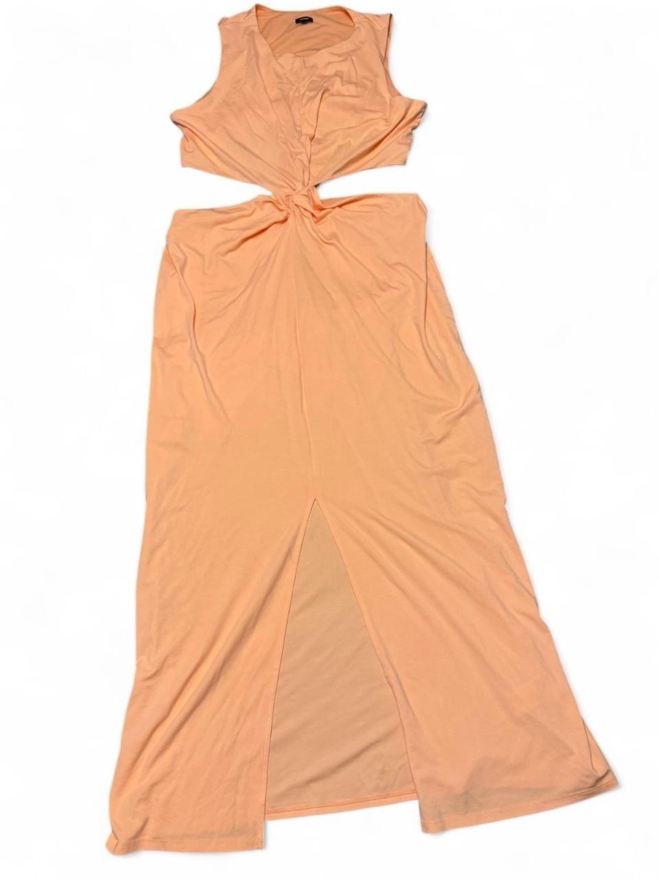 Express Peachy Orange Maxi Dress with Cut Outs in Front & Back, NWT Size XL