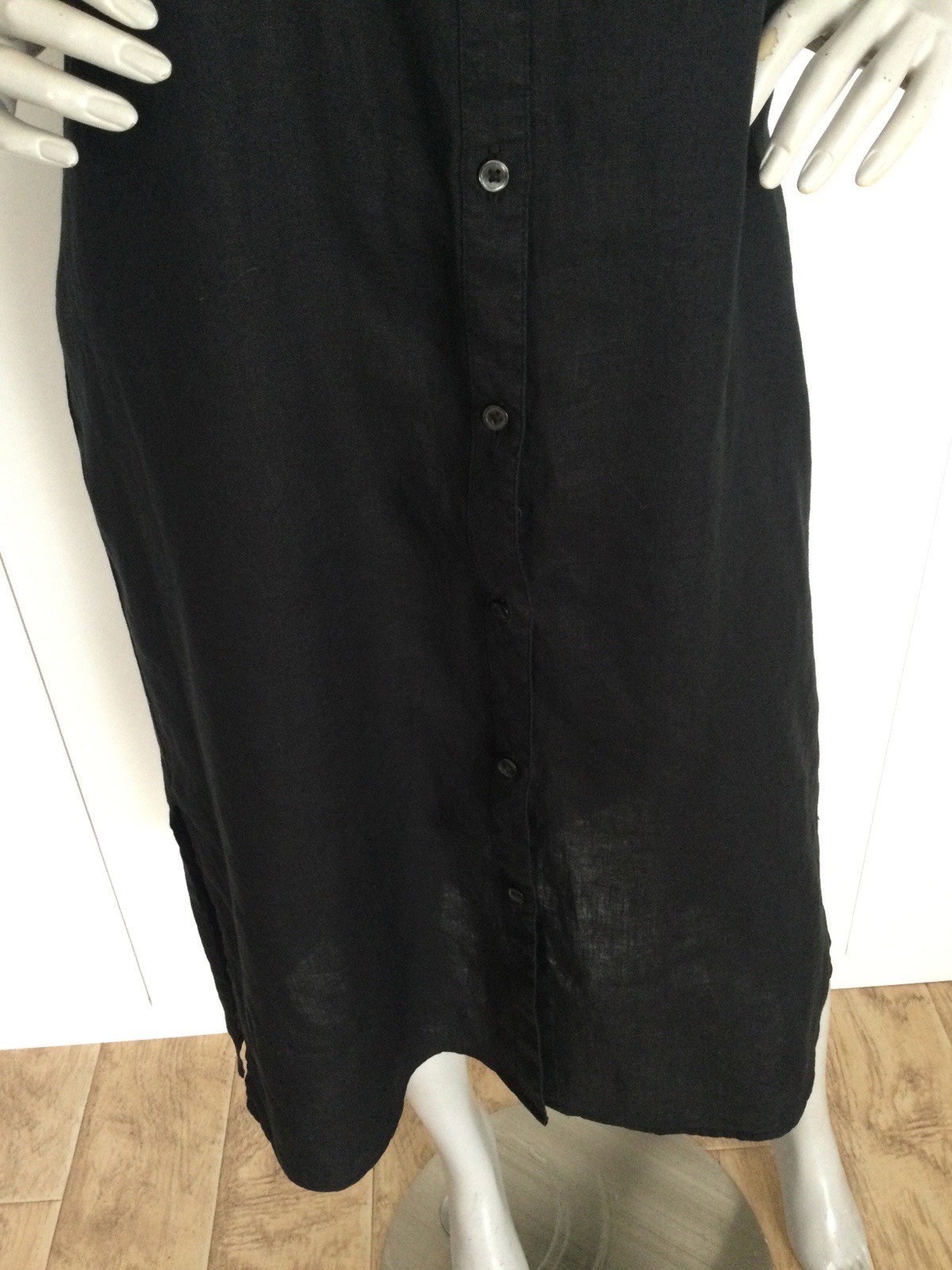Muji Linen Button Up Black Relaxed Dress Size XS-S