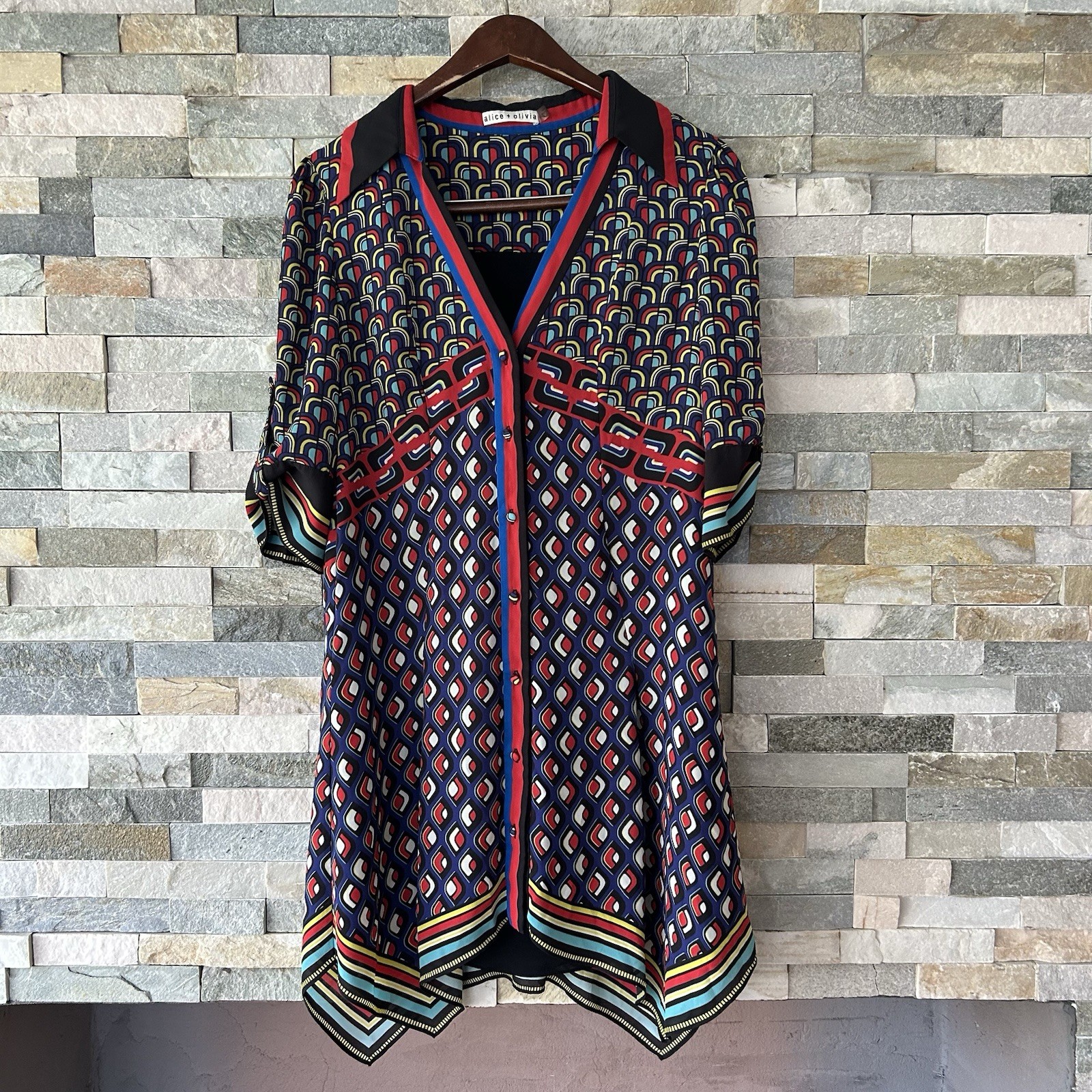 Alice Olivia Connor Handkerchief Dress Deco Hem Kelly Clarkson Size Small