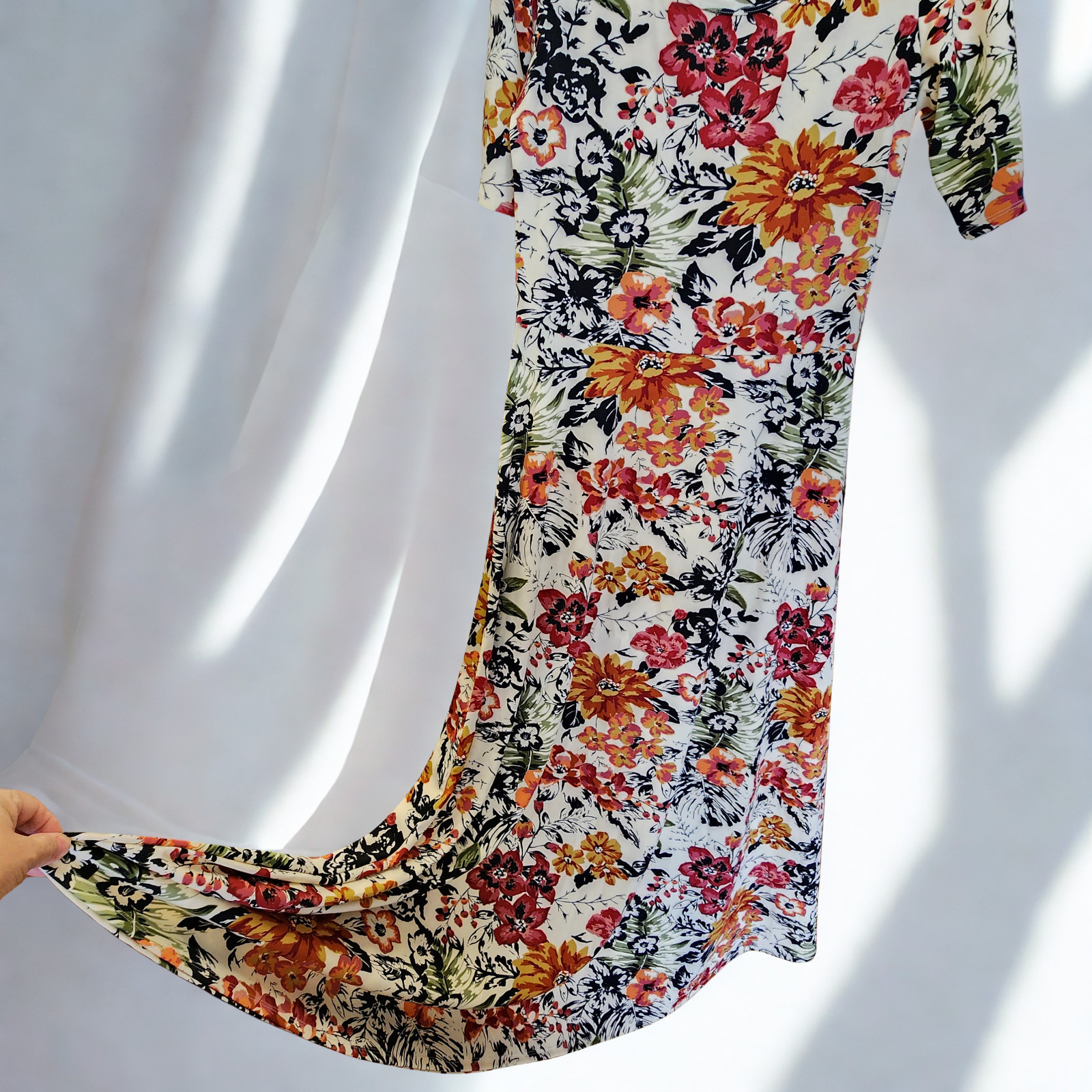 Lularoe Maxi Dress NWT XL Short Sleeve Flowy Floral White Pink Green Yellow