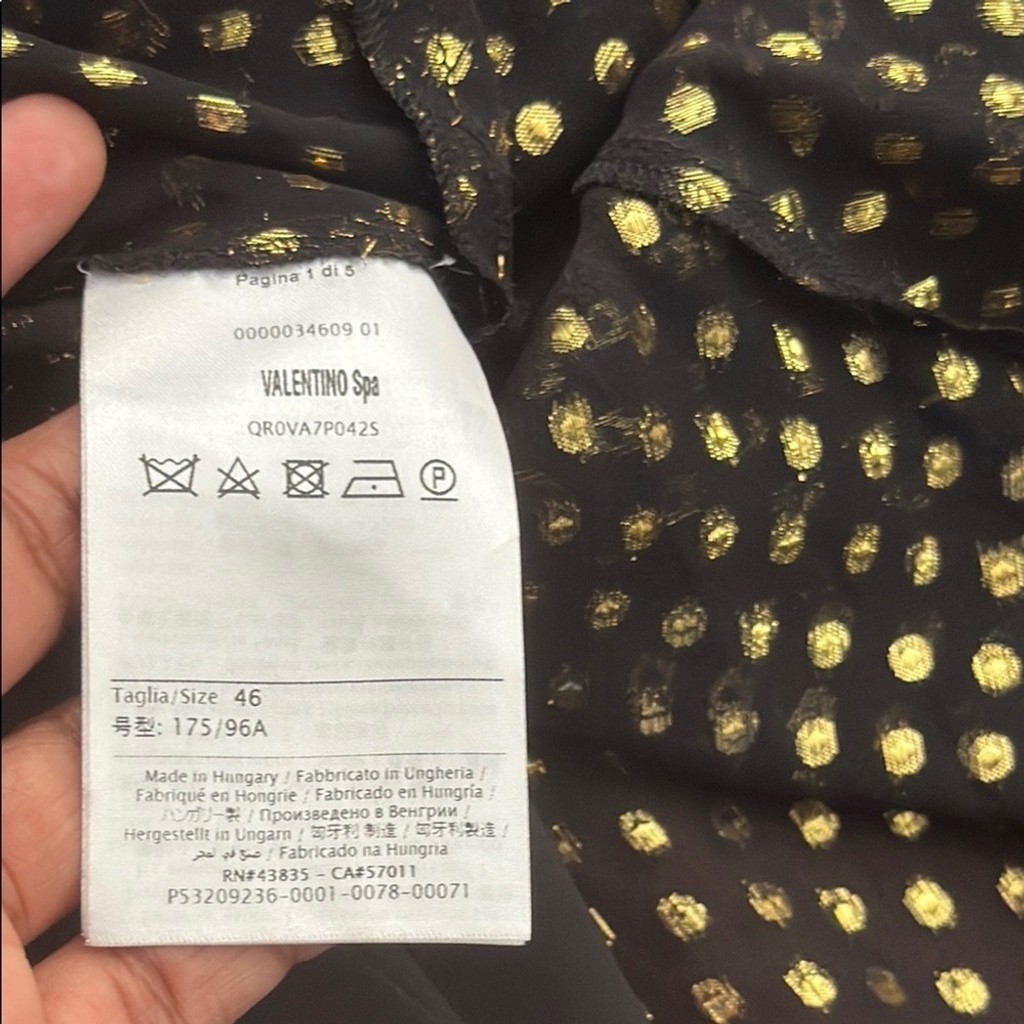 RED Valentino Black and Gold Bishop Sleeve cocktail dress pussybow